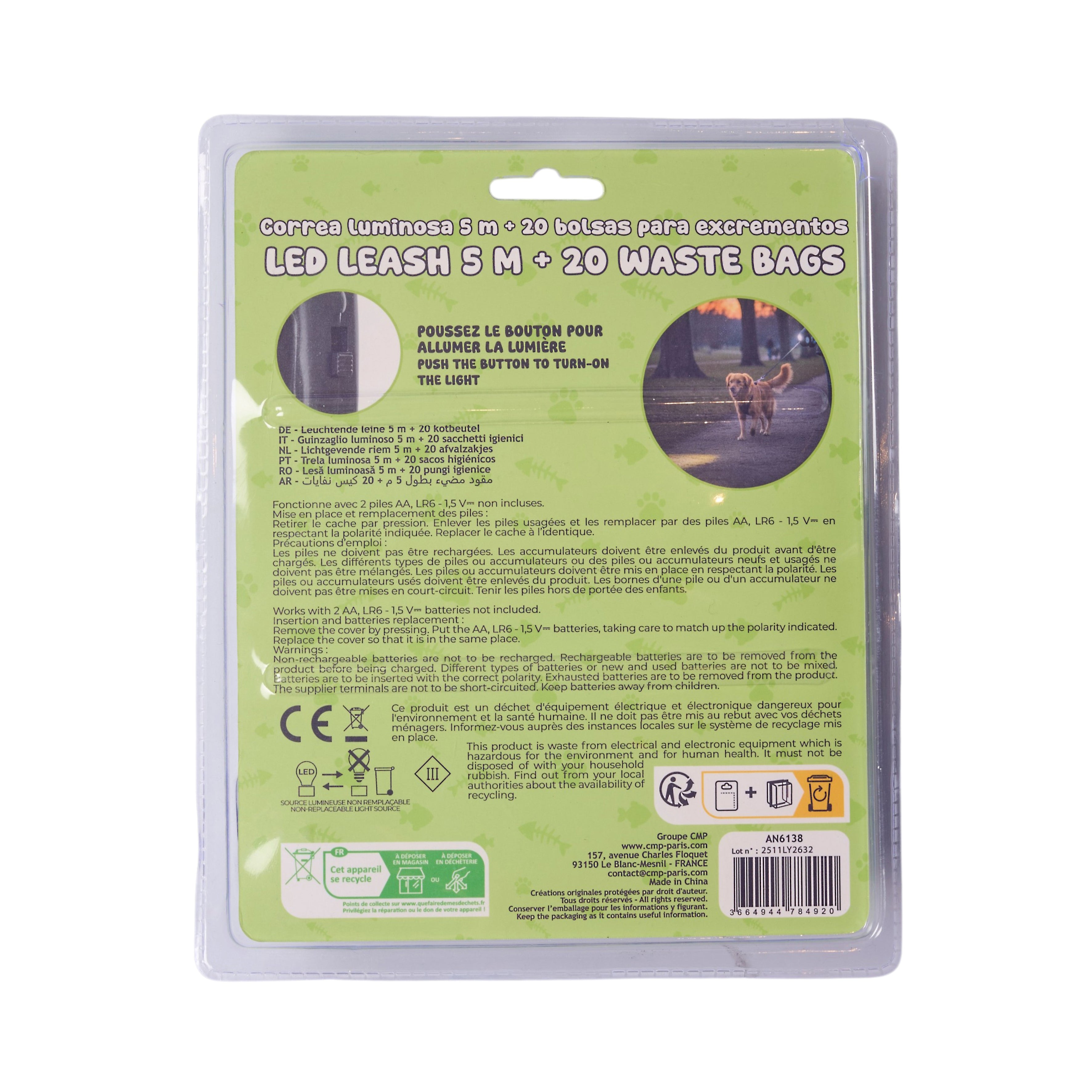 LAISSE LUMINEUSE 5M AVEC 20 SACS A CROTTES