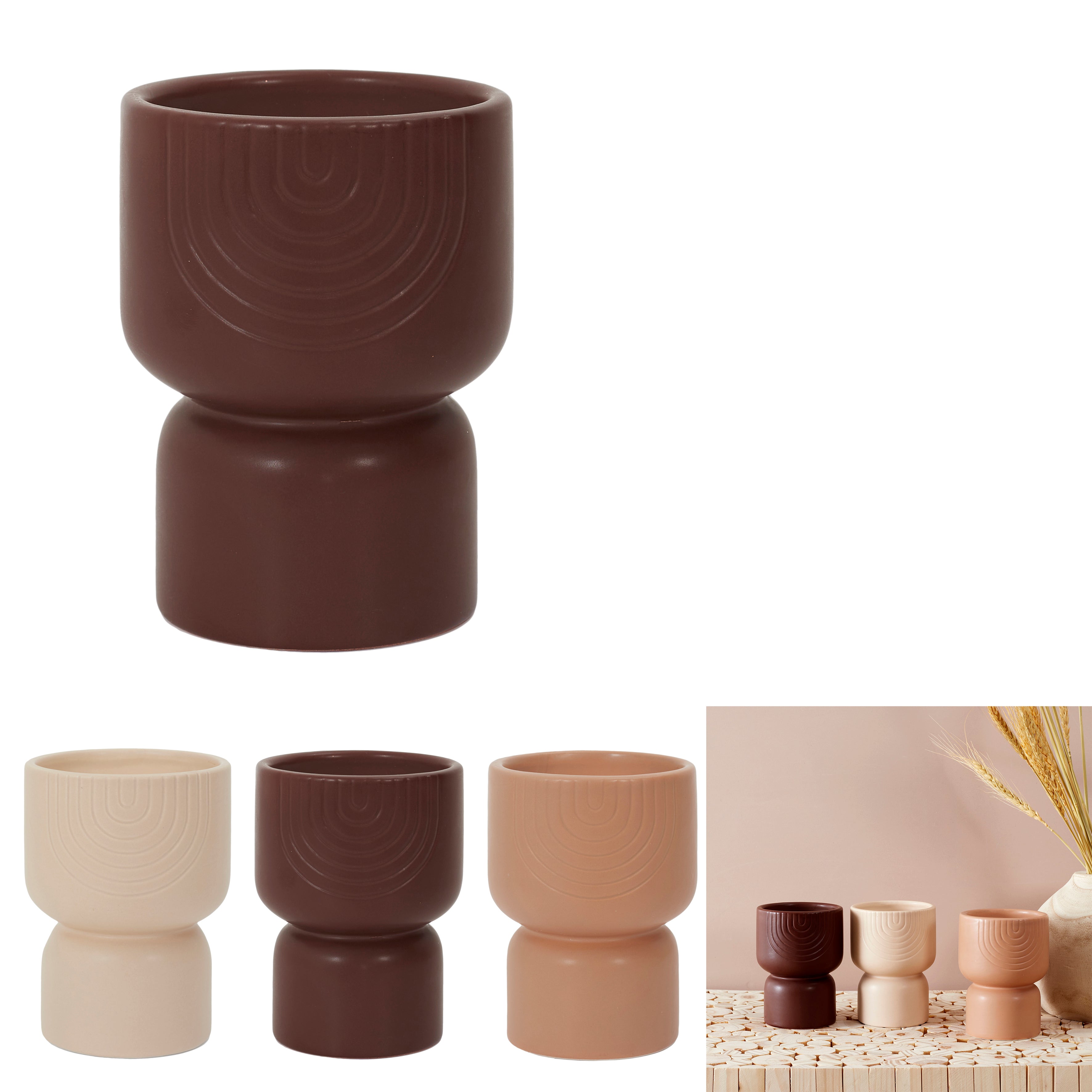 LOT DE 3 BOUGIES CERAMIQUE SAHANA