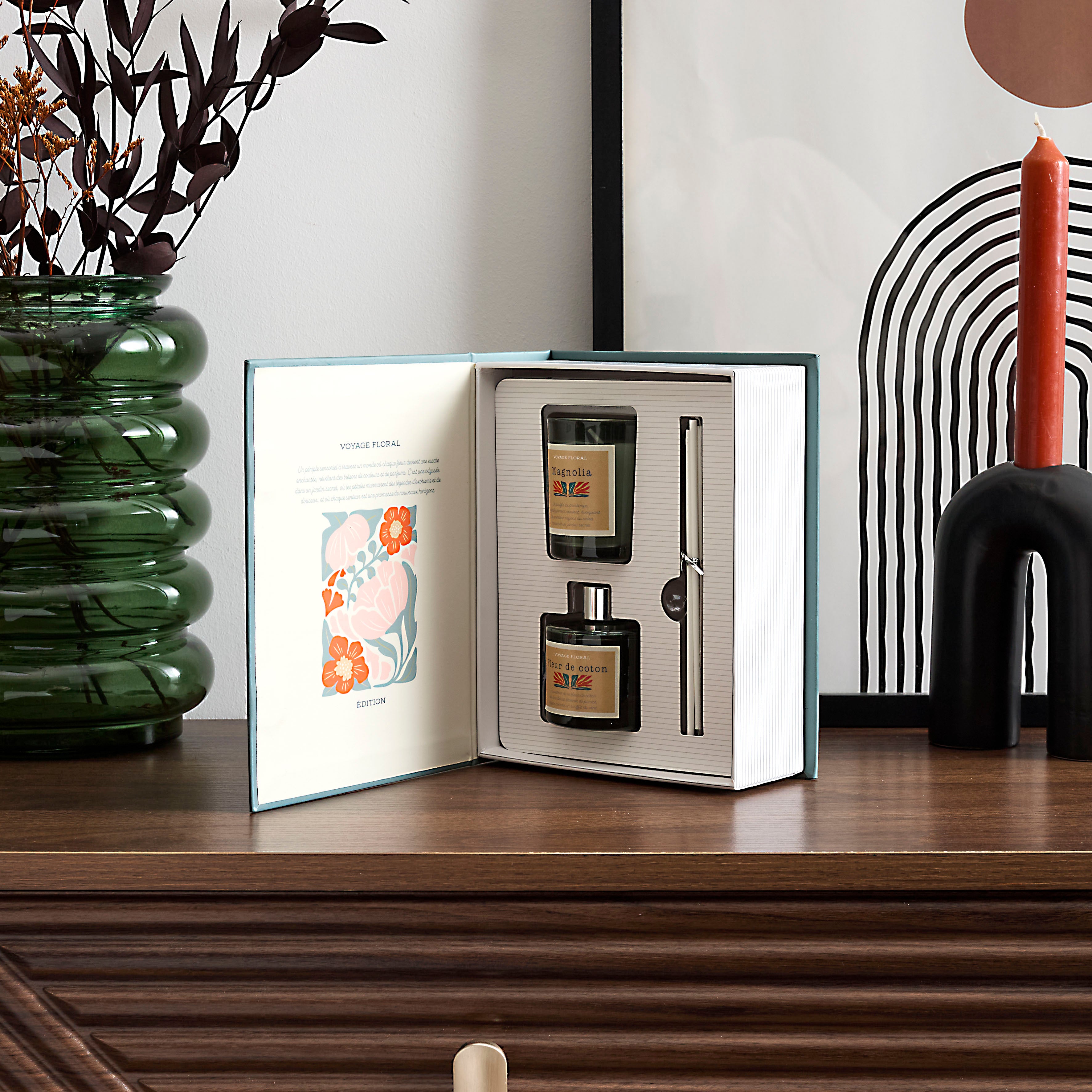 BOUGIE PARFUMEE ET DIFFUSEUR COFFRET FLOWER