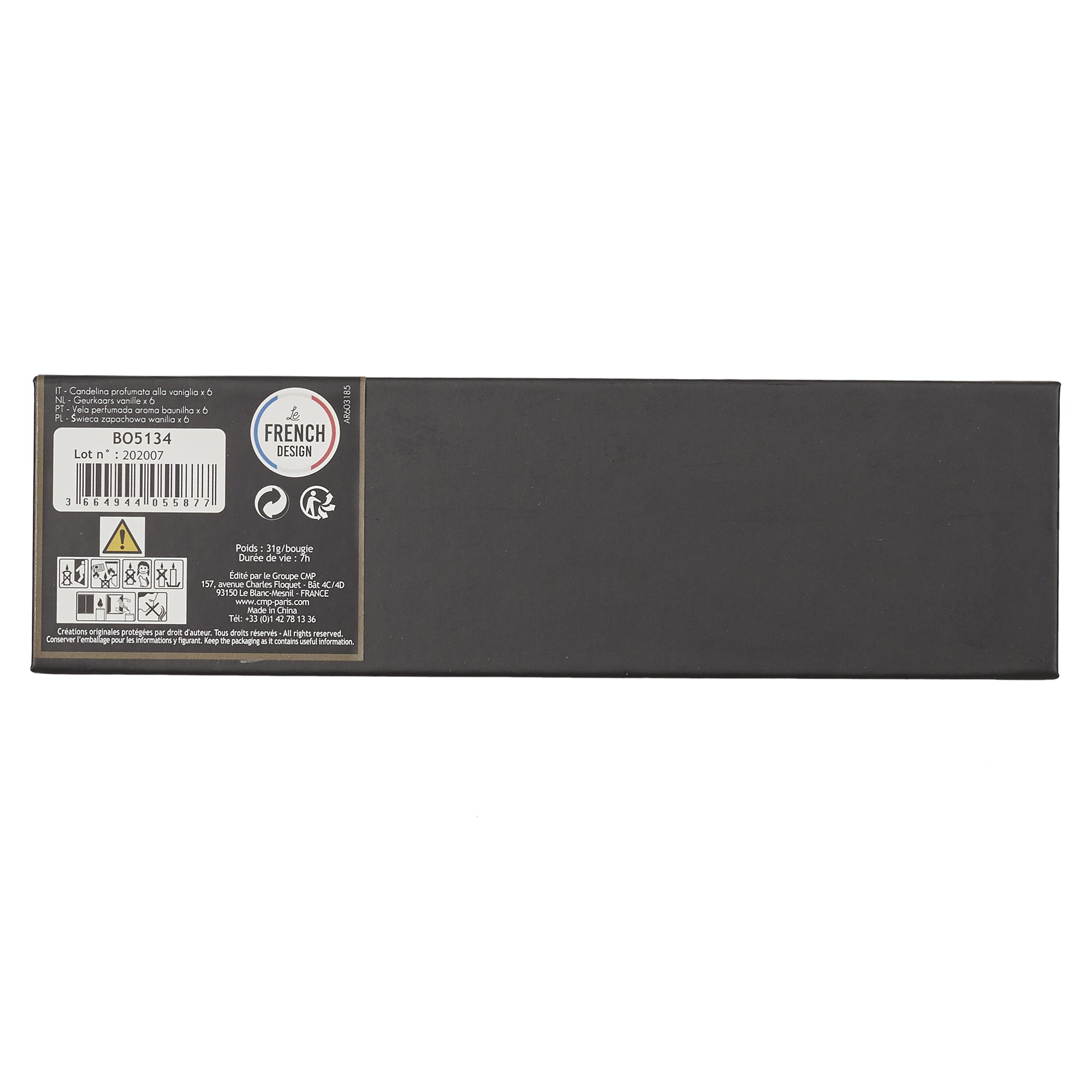 BOUGIE PARFUMEE X6 COFFRET NOIR HOME DECO ART