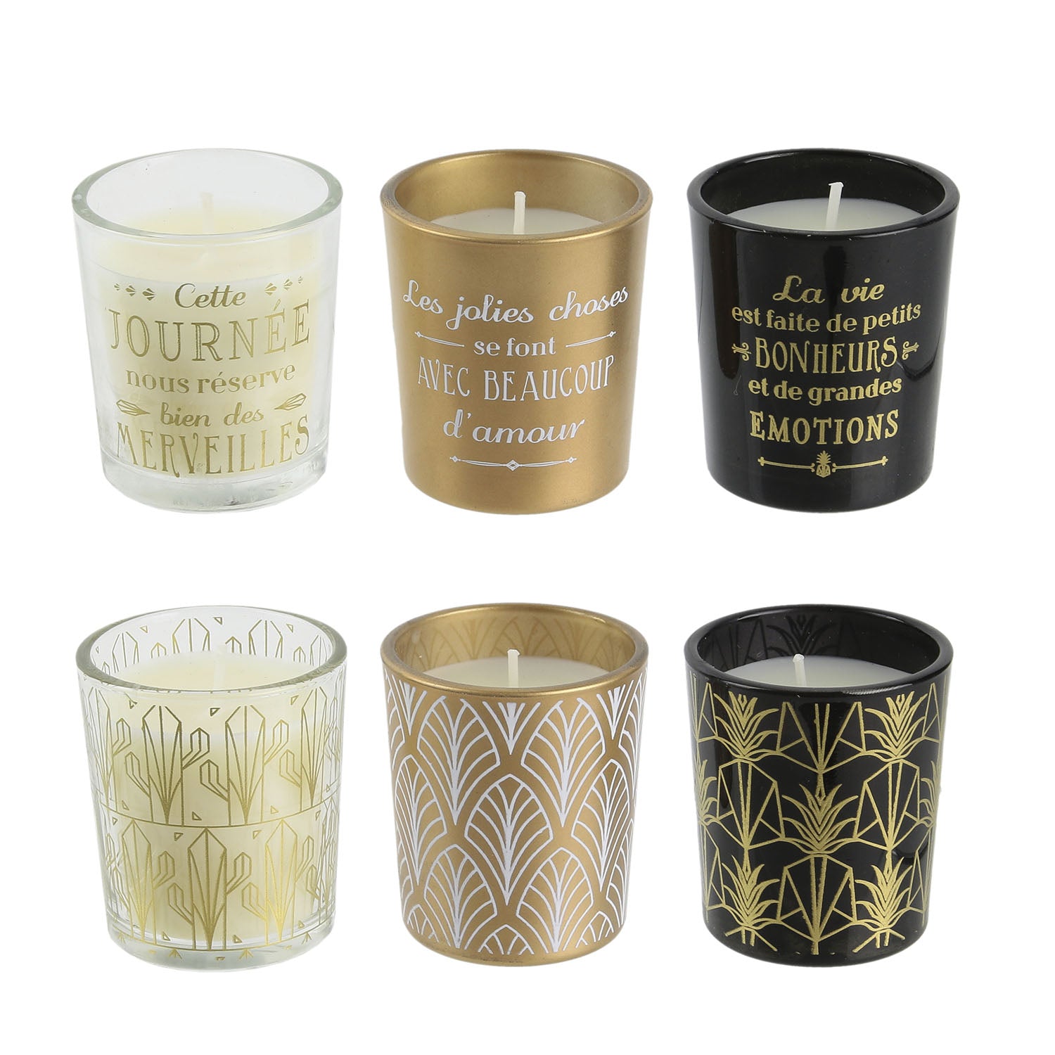 BOUGIE PARFUMEE X6 COFFRET NOIR HOME DECO ART