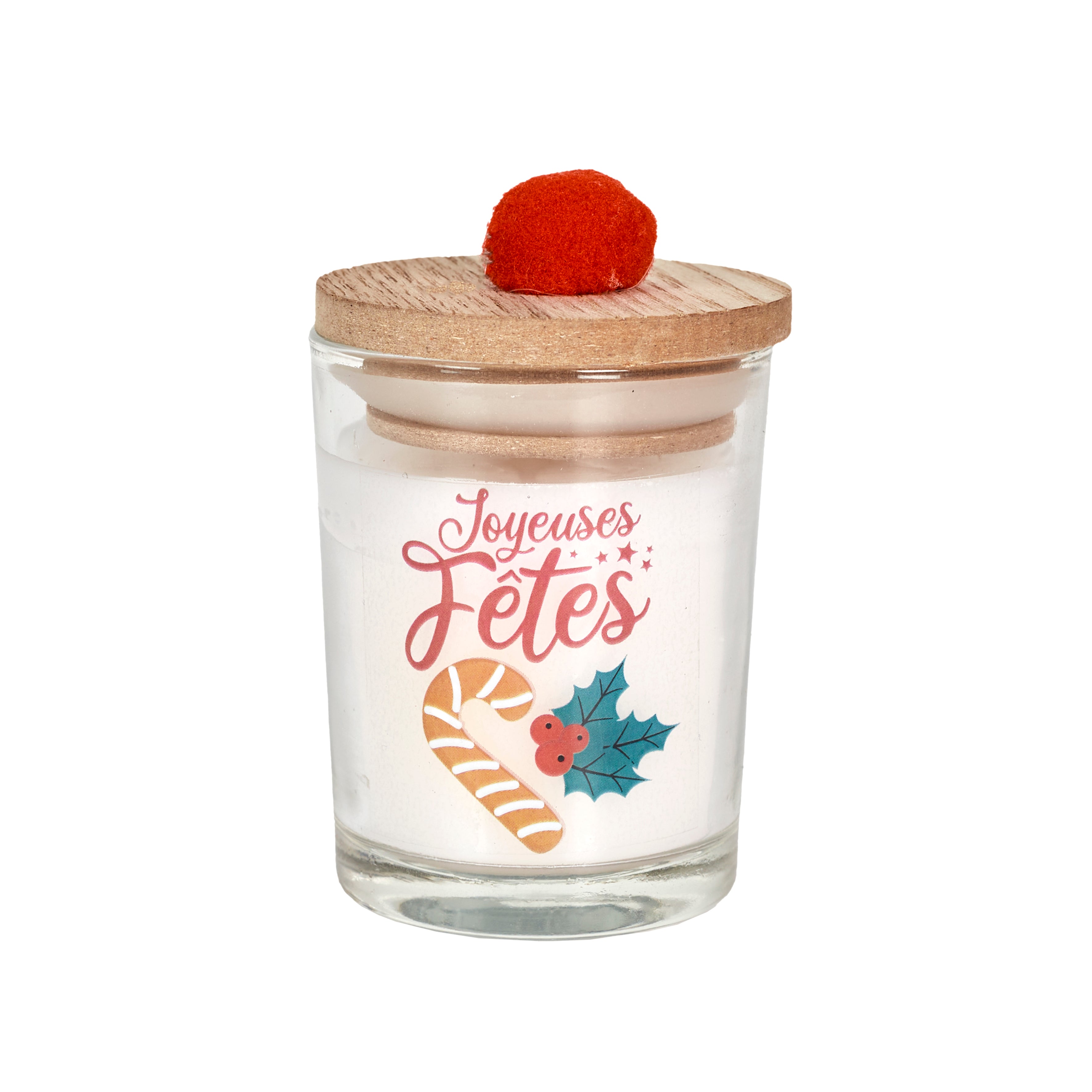 BOUGIE TOP BOIS POMPON X2 UN NOEL TRADI