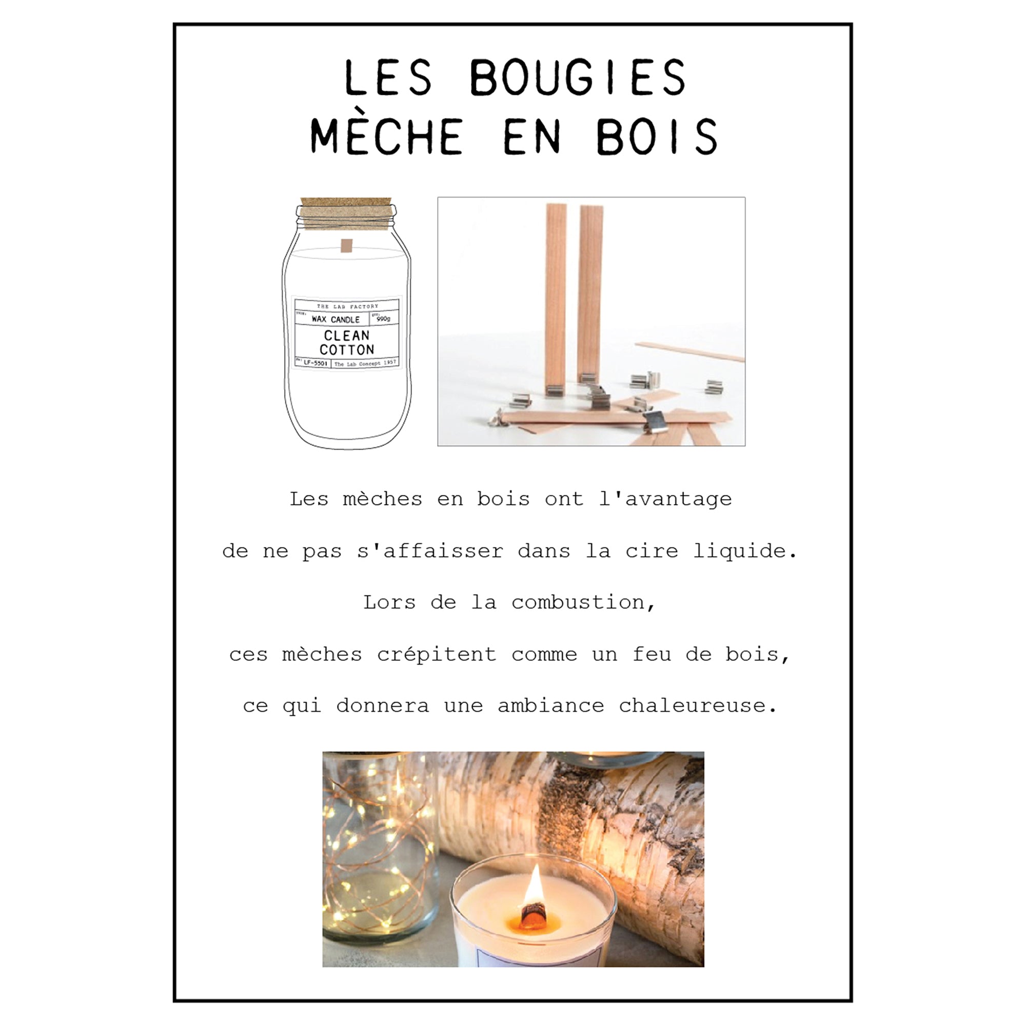 BOUGIE PARFUMEE TOP LIEGE MECHE BOIS LAB H21CM