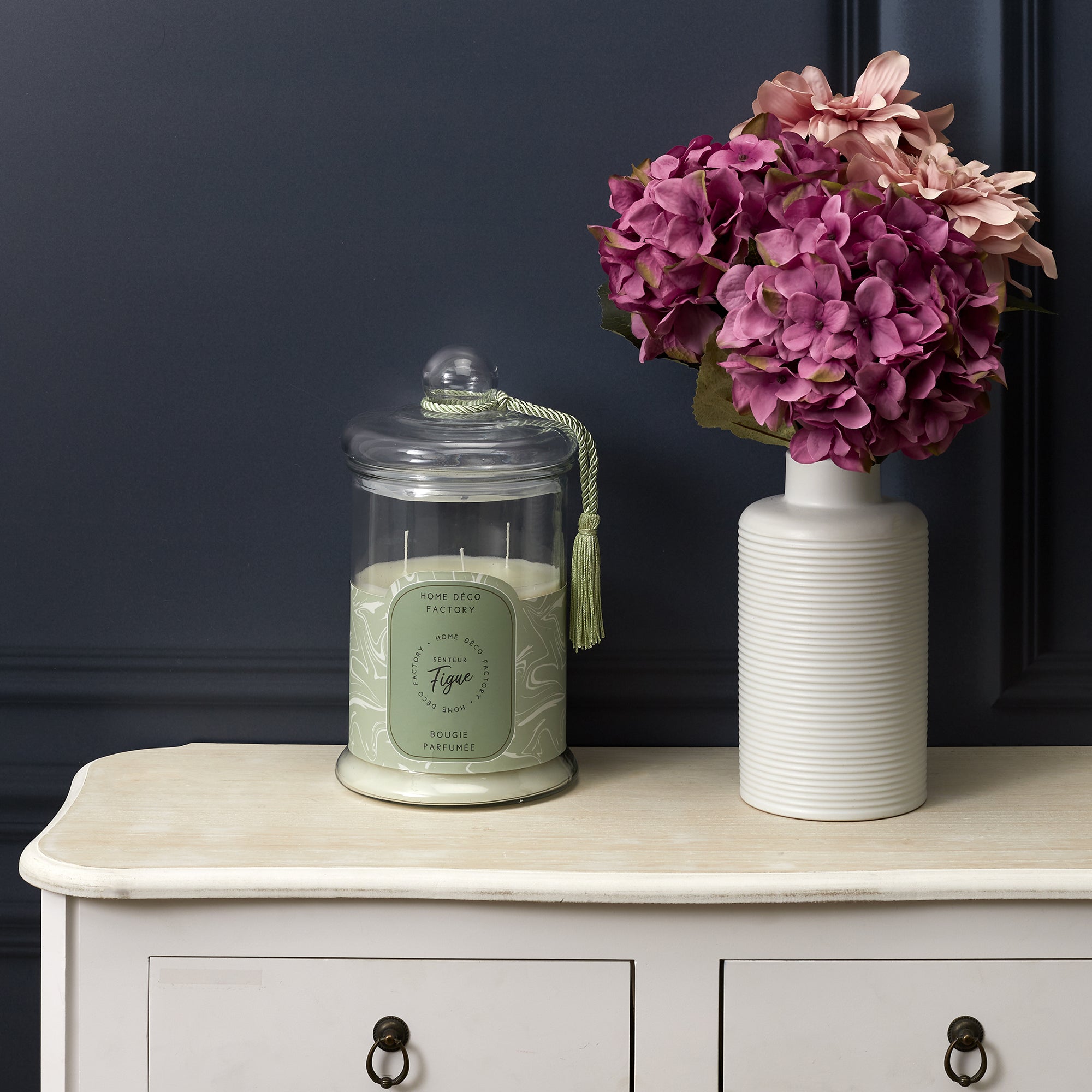 BOUGIE PARFUMEE BONBONNIERE VERTE H29CM