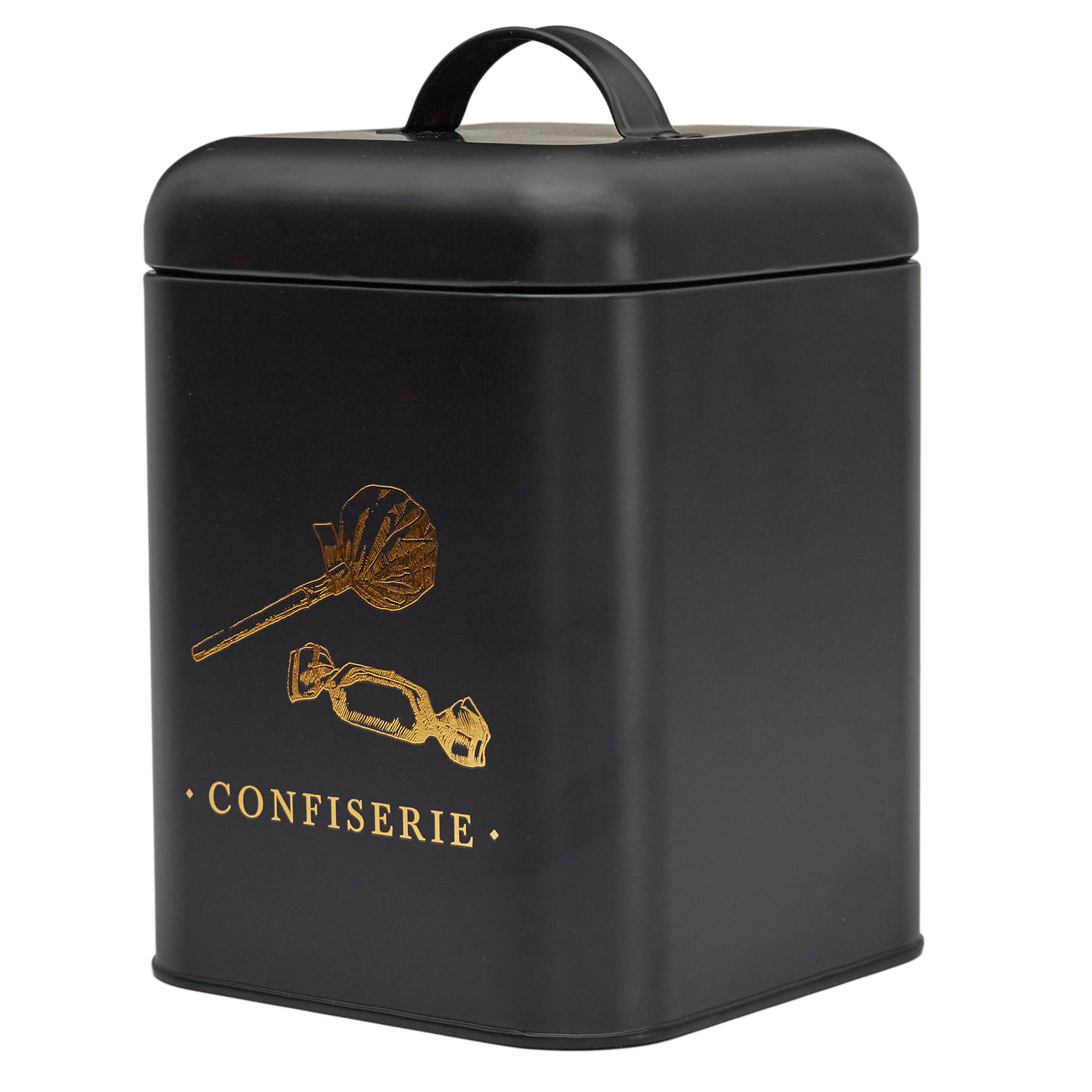 BOITE METAL NOIR ET DORE CONFISERIE