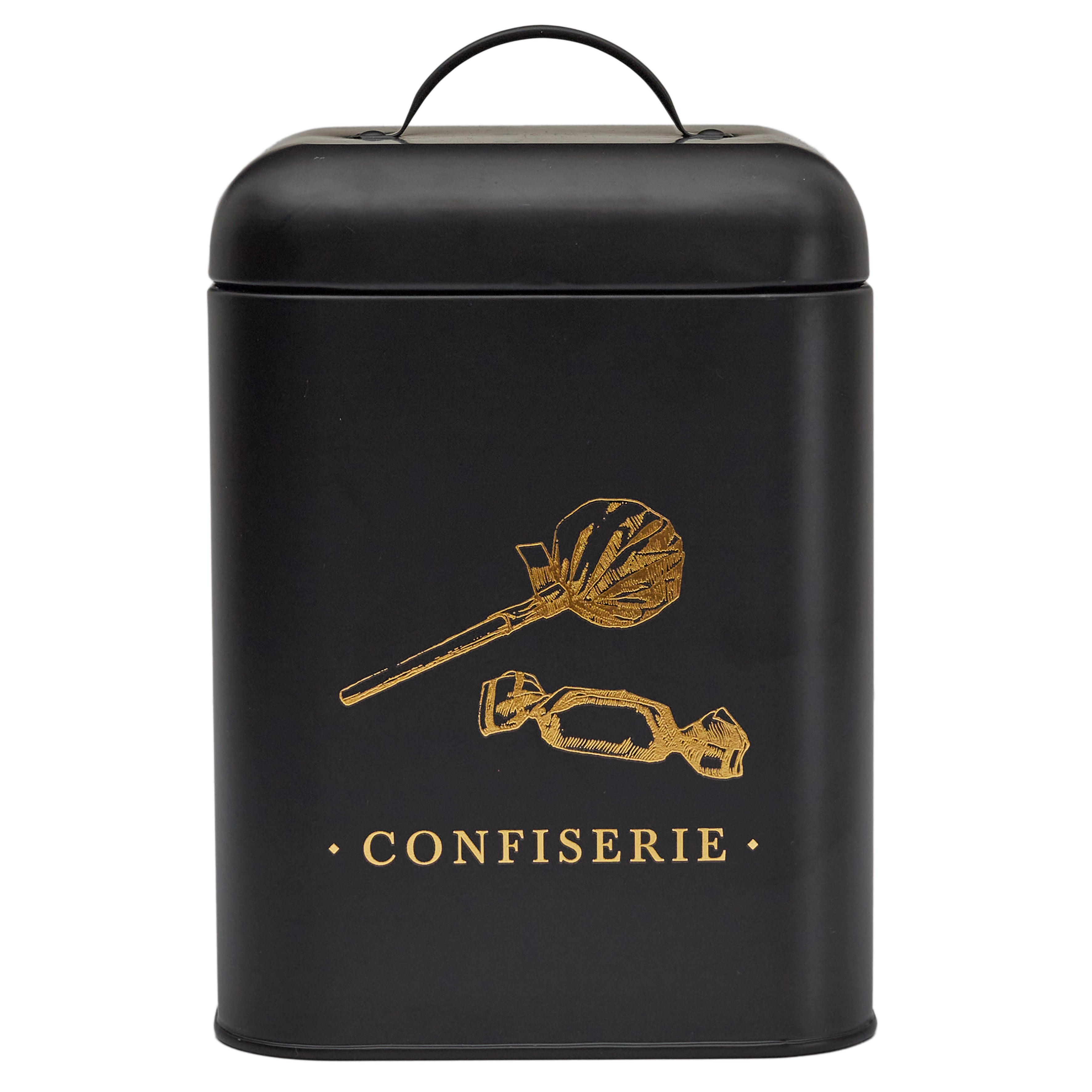 BOITE METAL NOIR ET DORE CONFISERIE