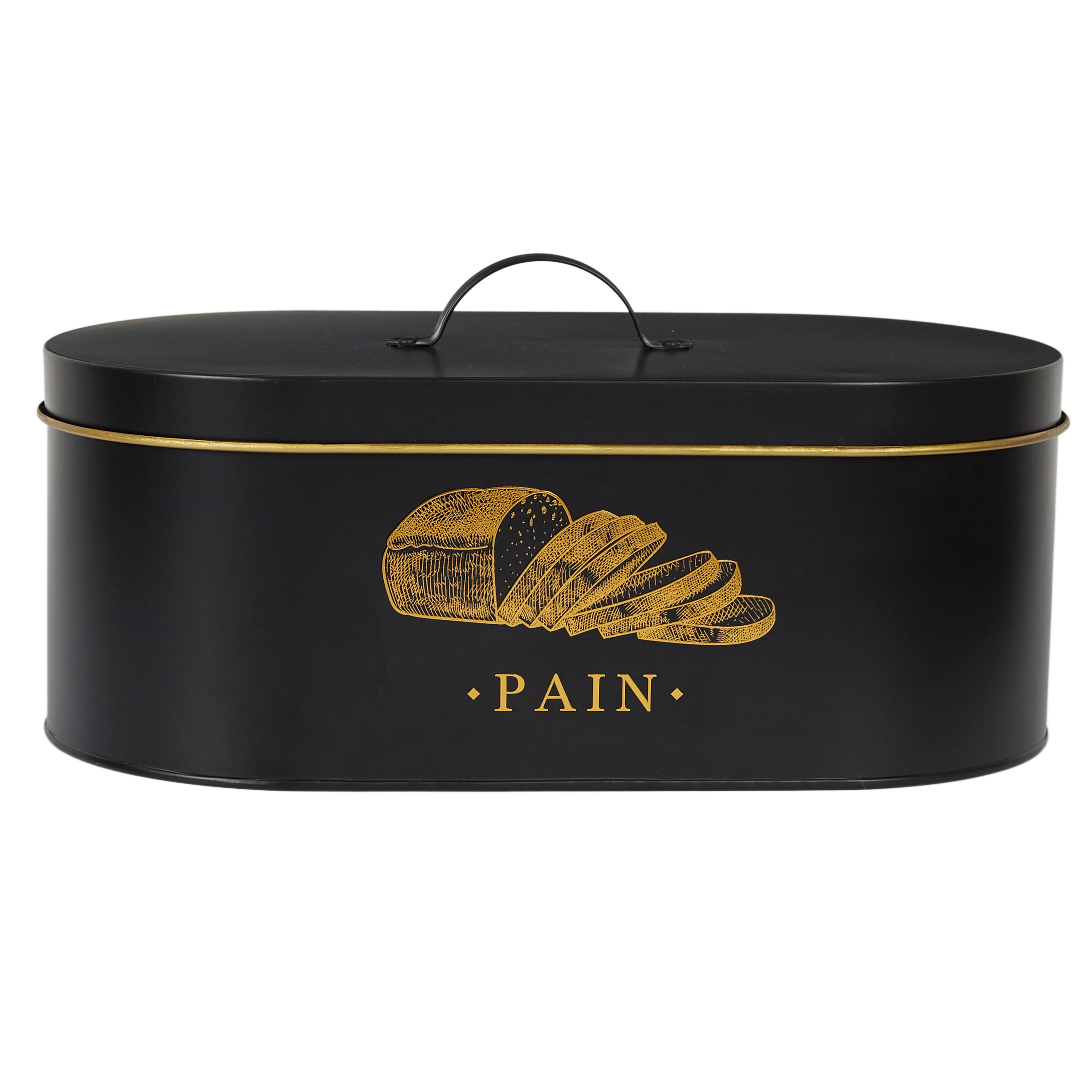 BOITE METAL NOIR ET DORE PAIN