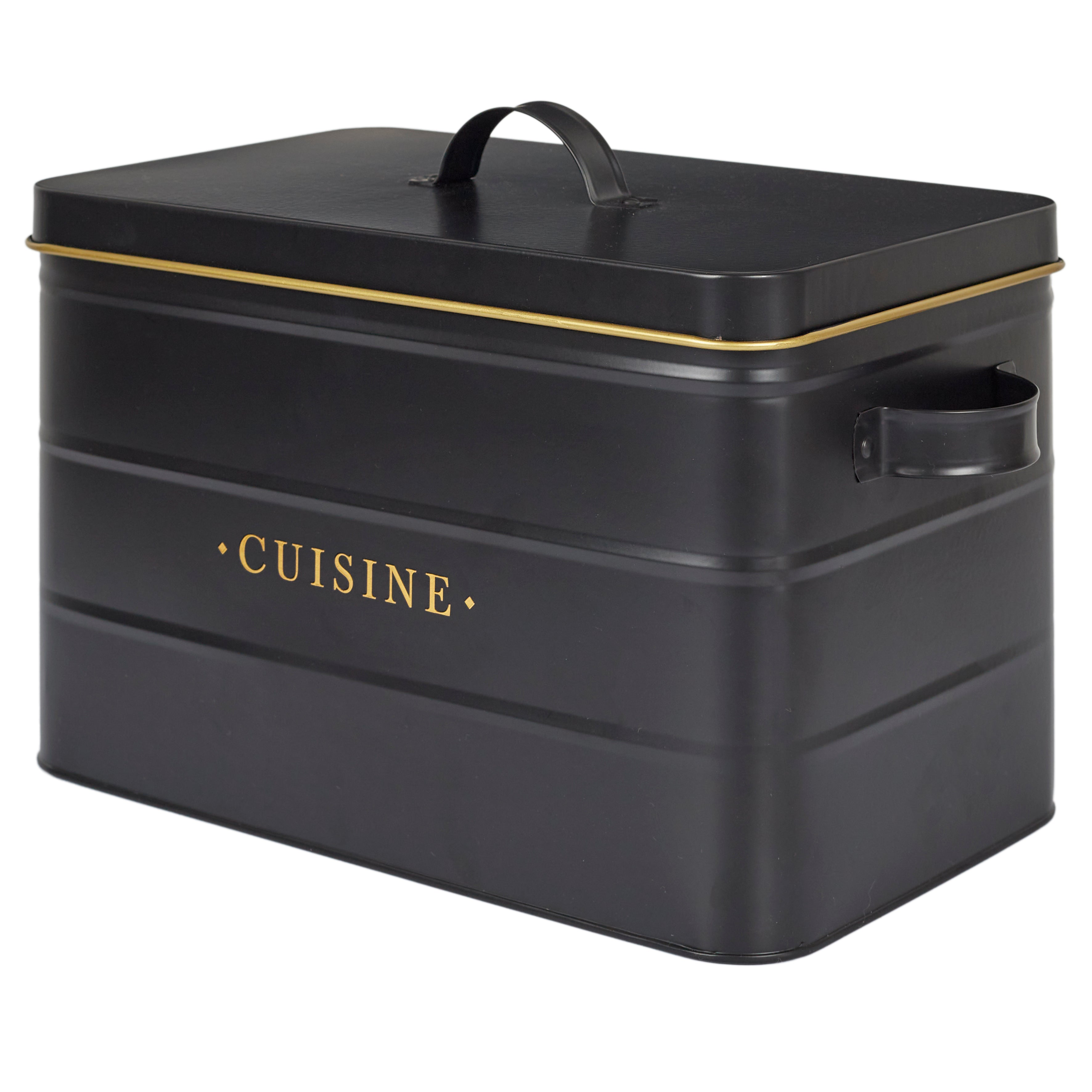 BOITE METAL NOIR ET DORE CUISINE