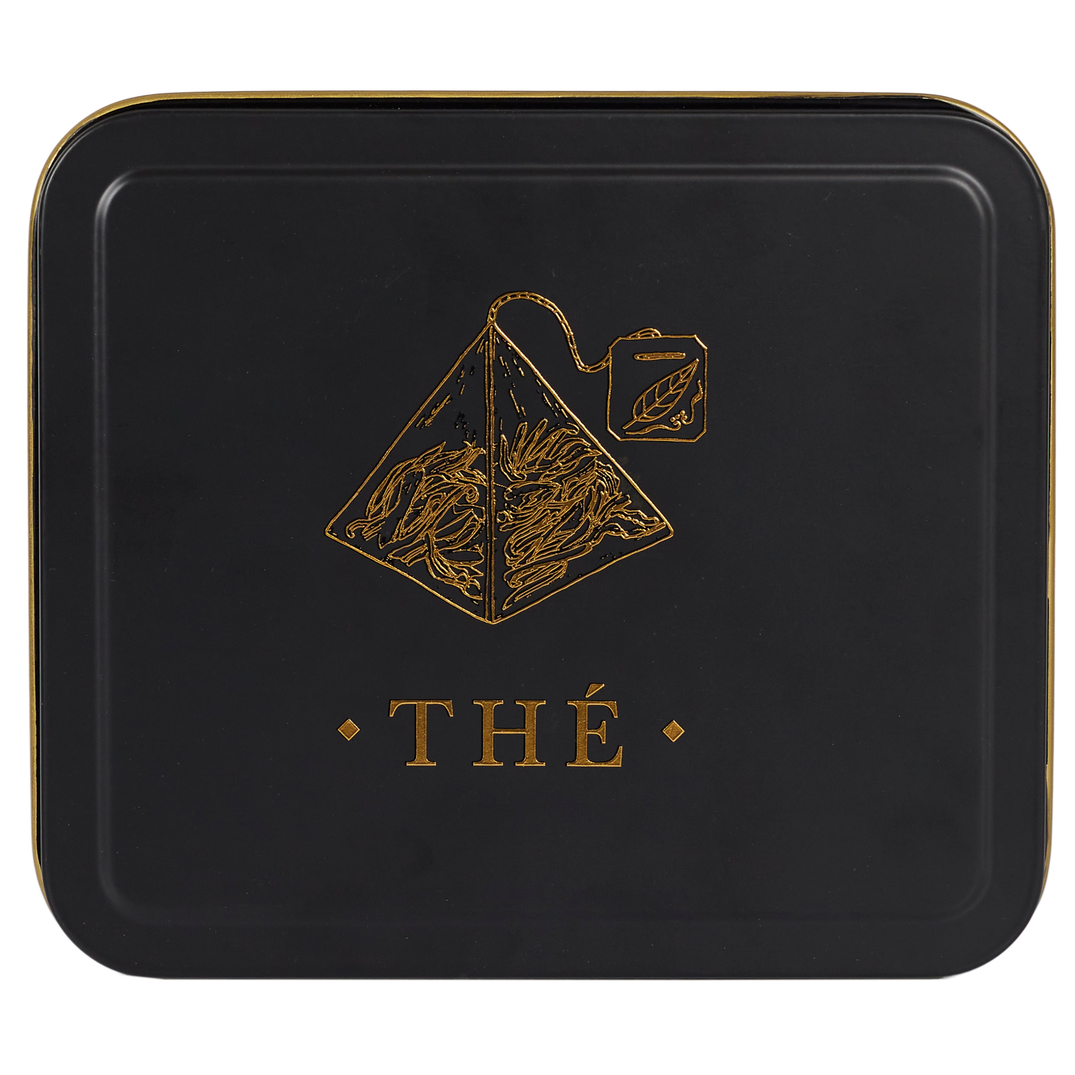 BOITE METAL NOIR ET DORE SACHET DE THE