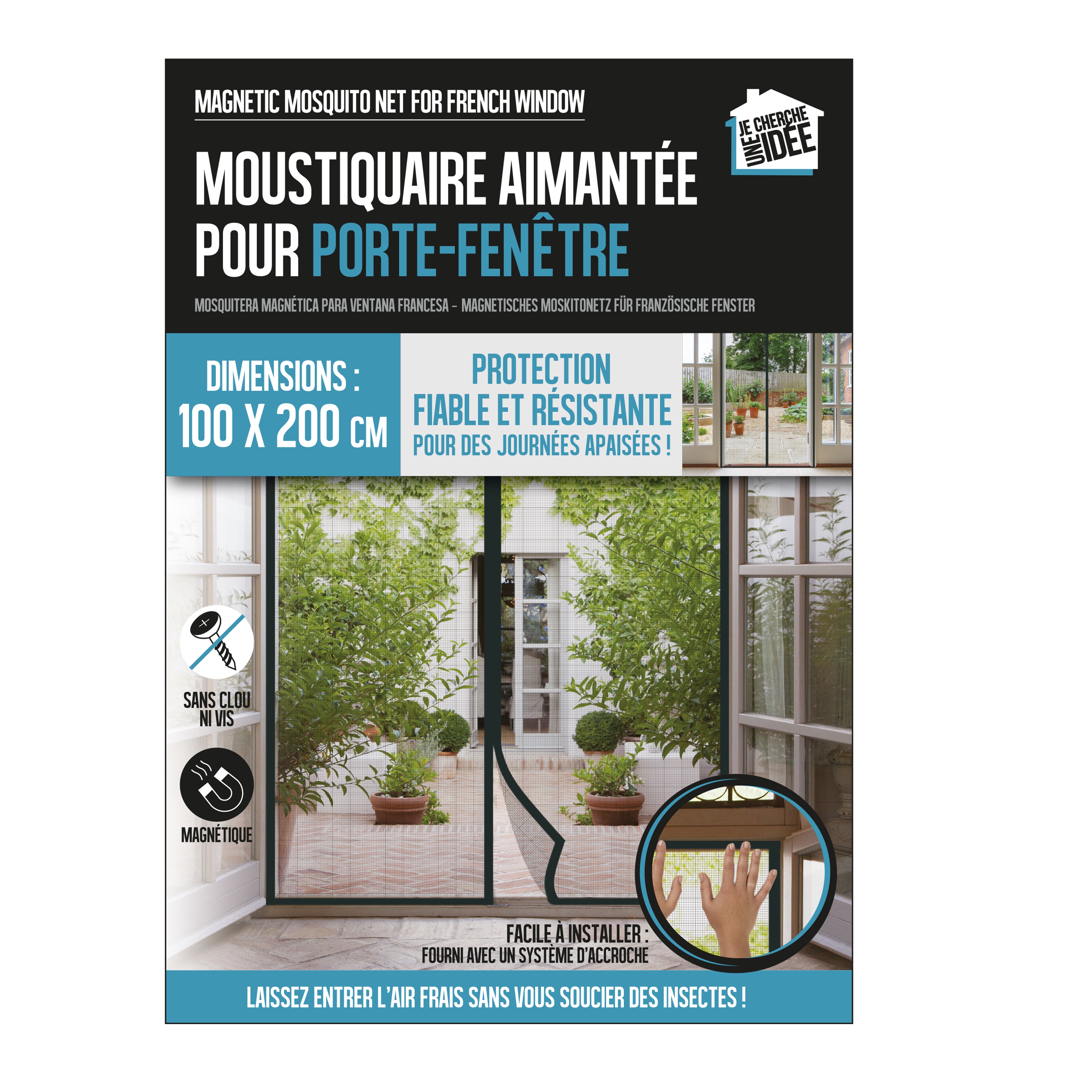 MOUSTIQUAIRE MAGNETIQUE POUR PORTE 200X100CM