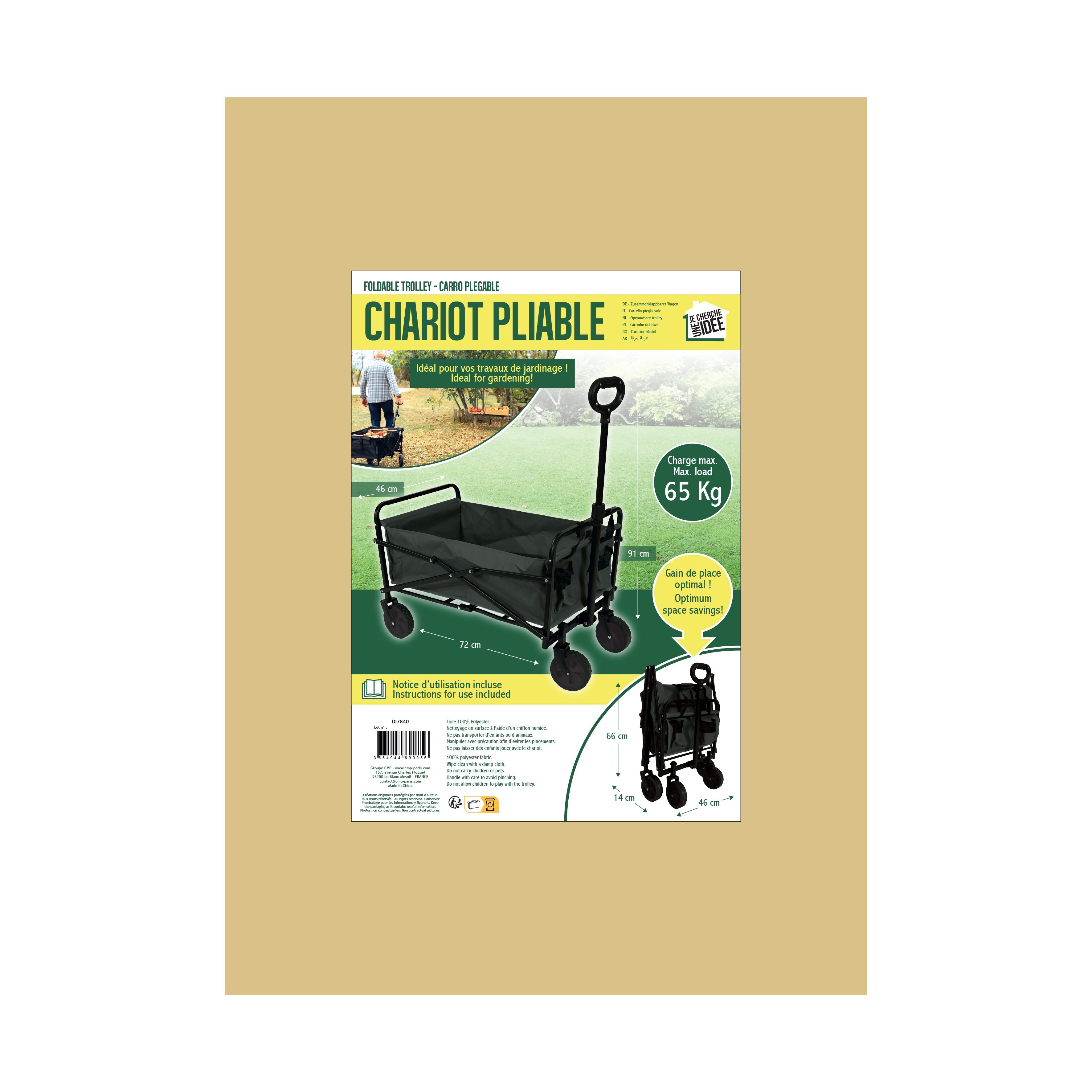 CHARIOT PLIABLE 72X46X92CM MAX 65KG