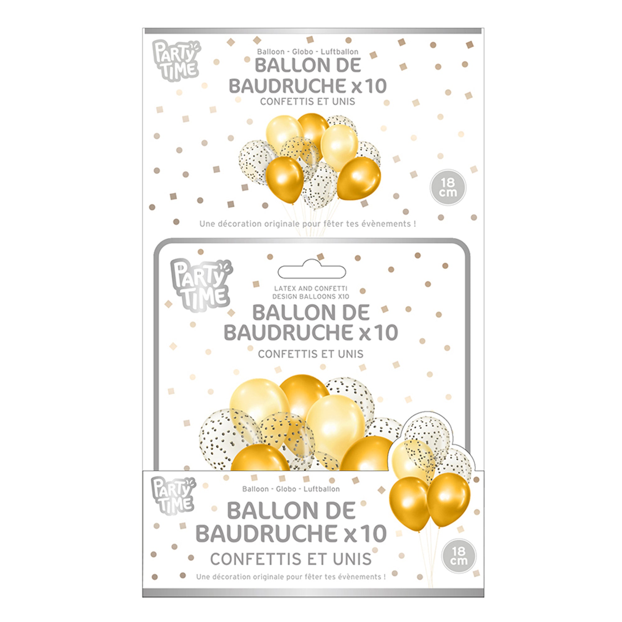 BALLON DE BAUDRUCHE UNI ET CONFETTIS X10