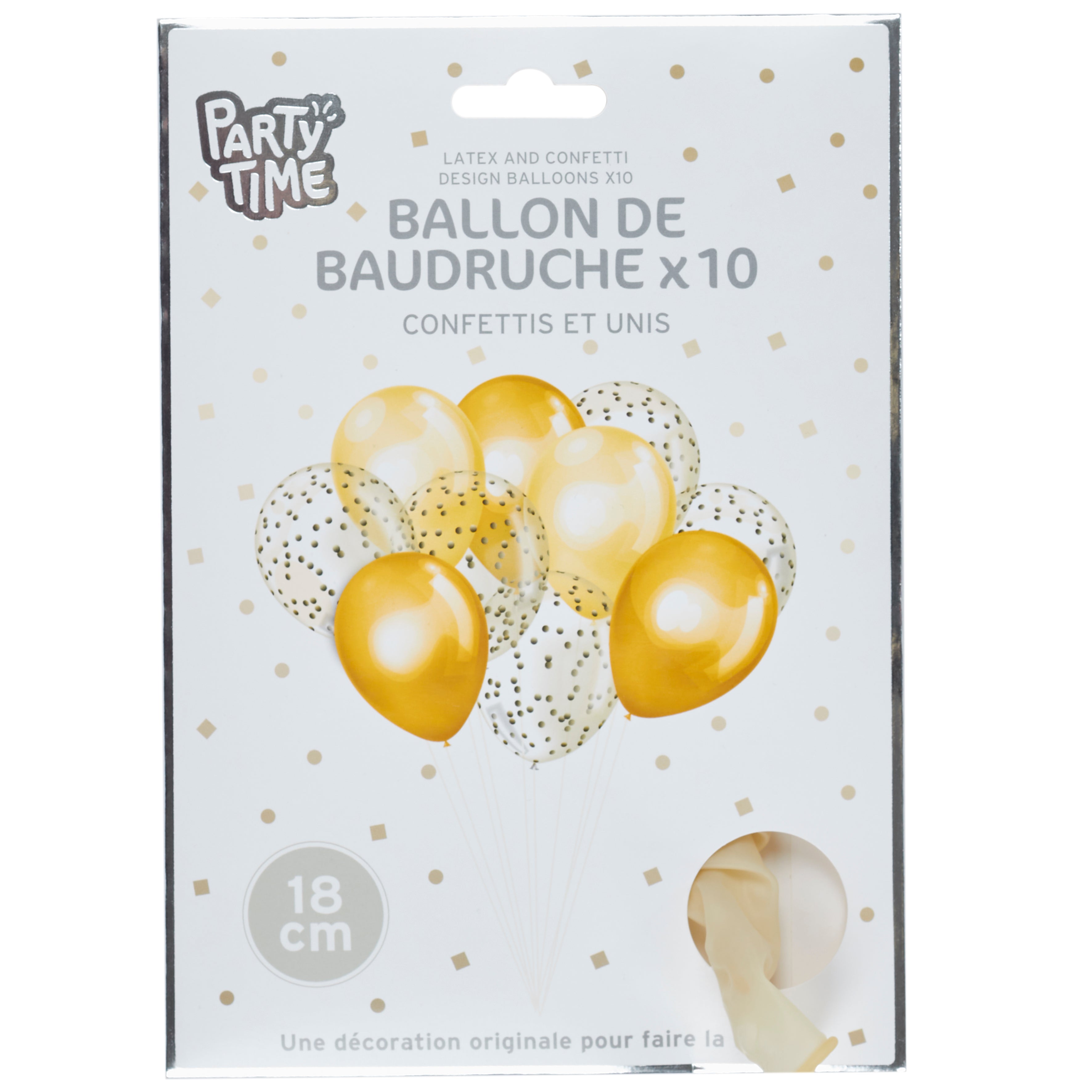 BALLON DE BAUDRUCHE UNI ET CONFETTIS X10