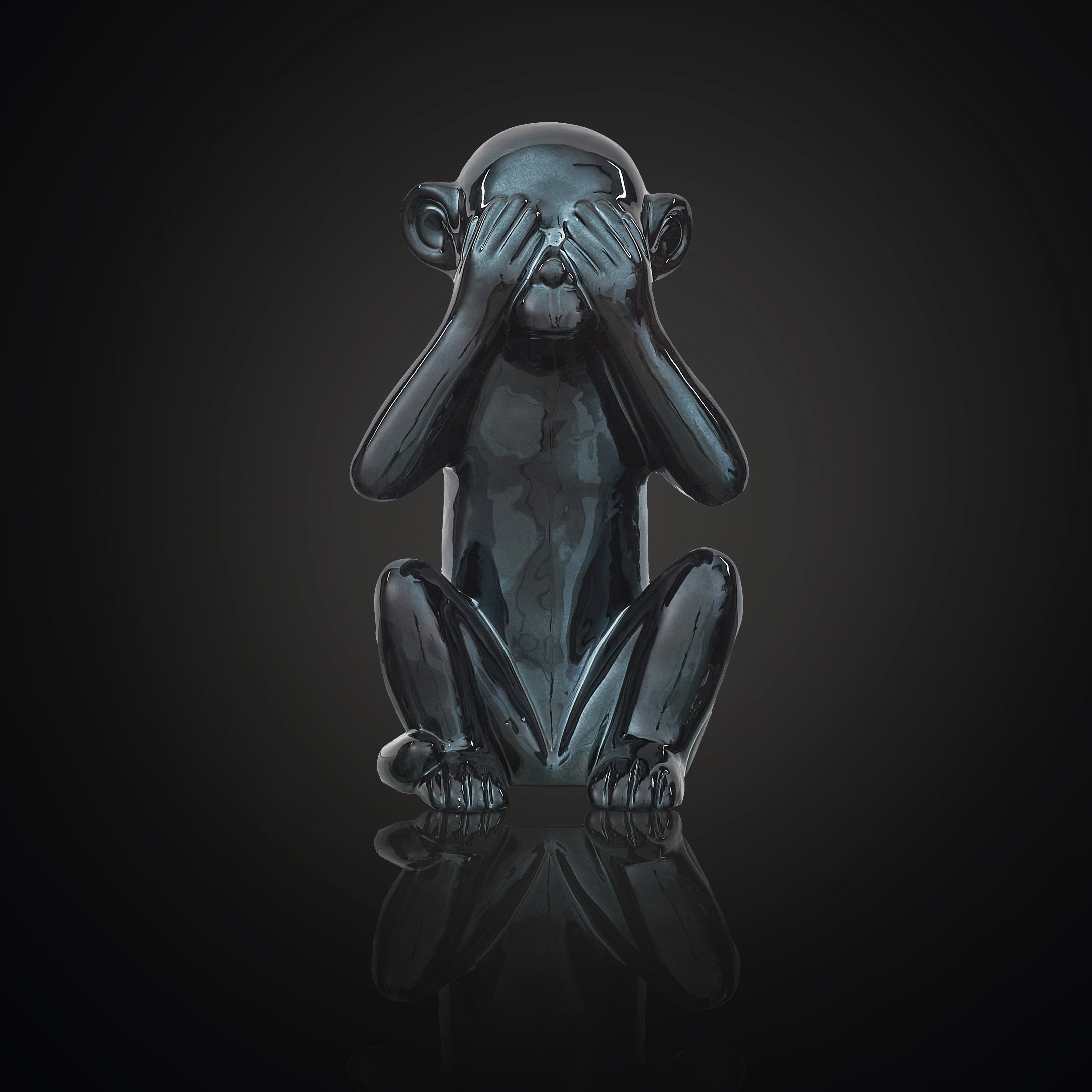 STATUE SINGE NOIR H28CM