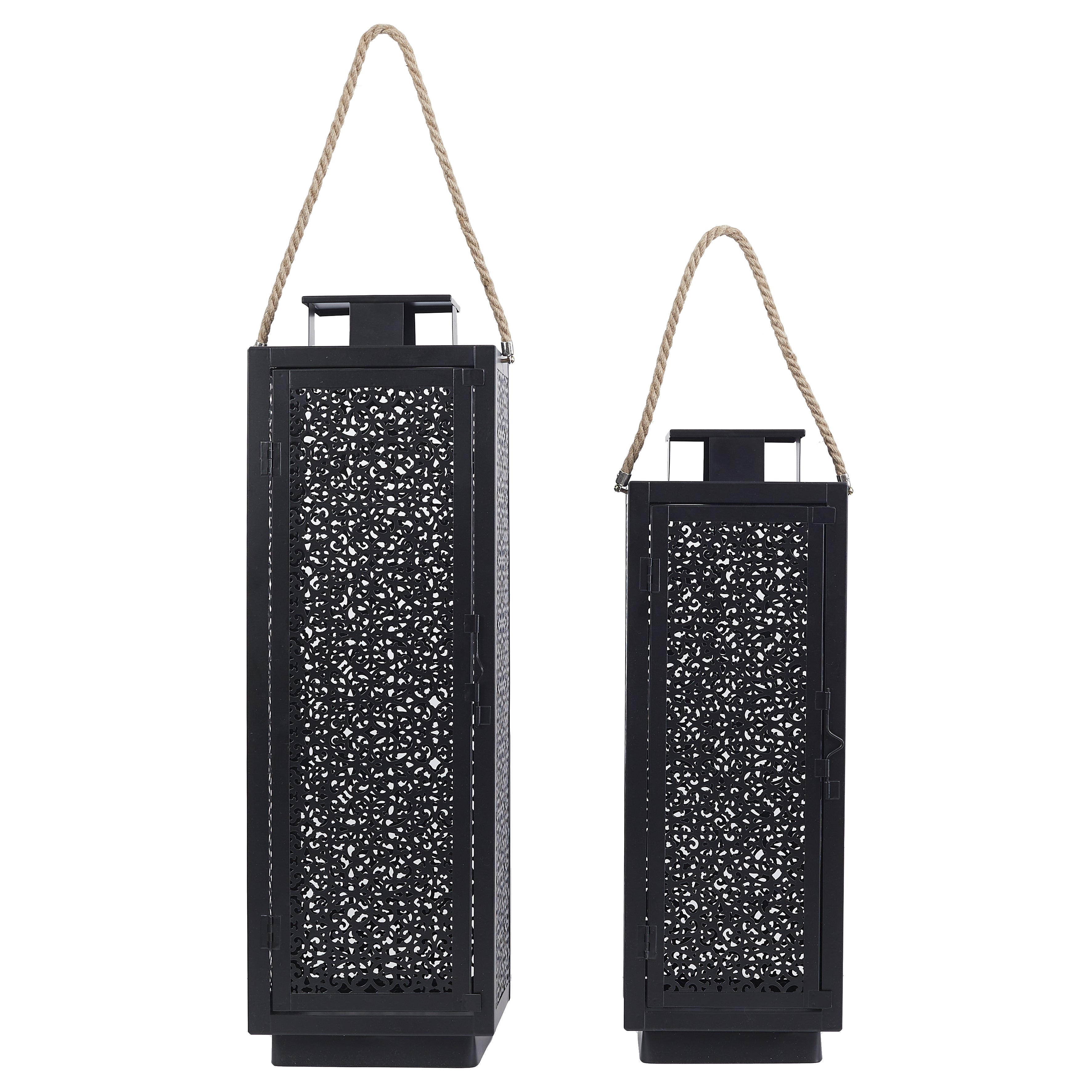 LANTERNE METAL AJOURE NOIR X2