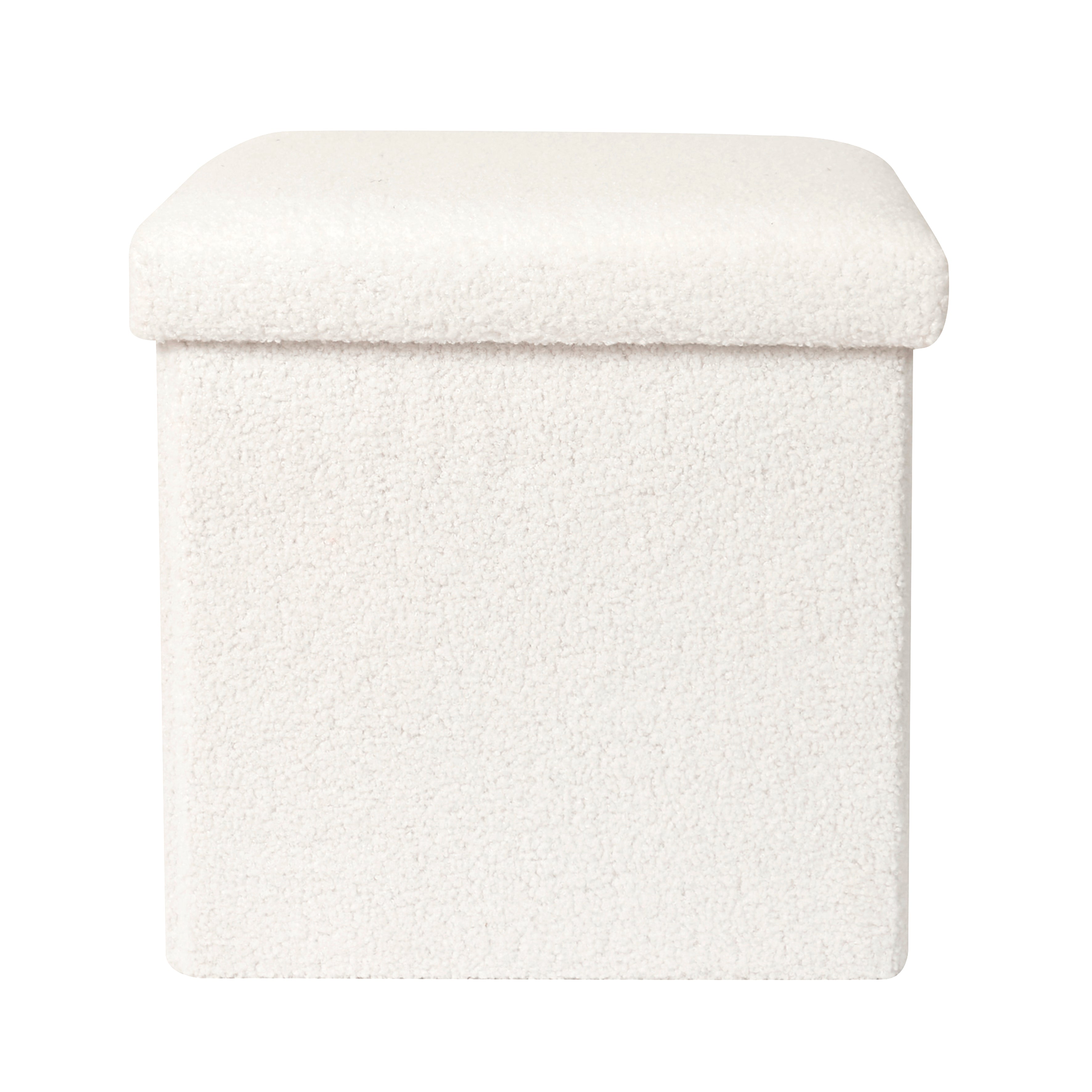 COFFRE POUF PLIABLE BOUCLETTE BLANC