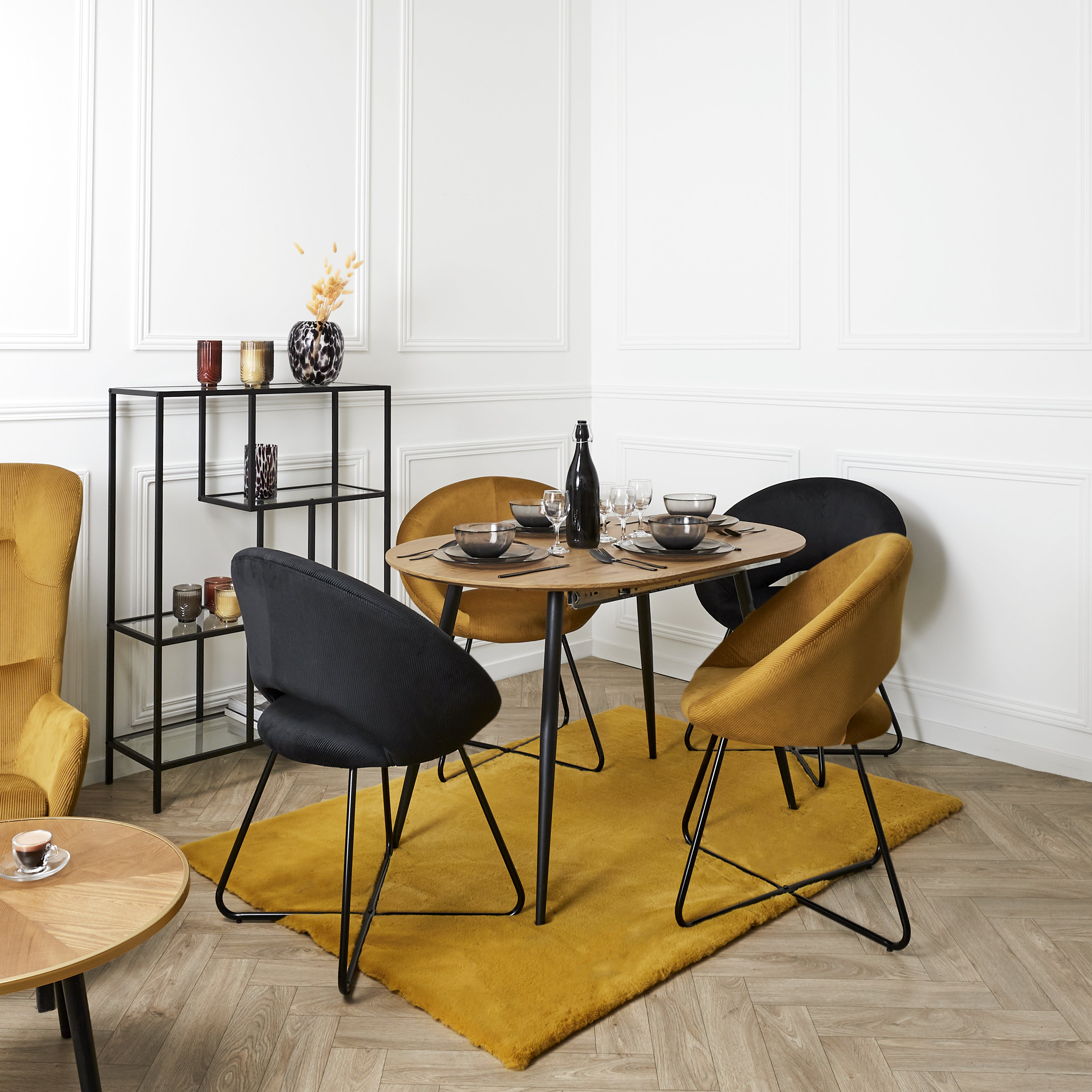 FAUTEUIL ROND VELOURS COTELE GIULIA JAUNE