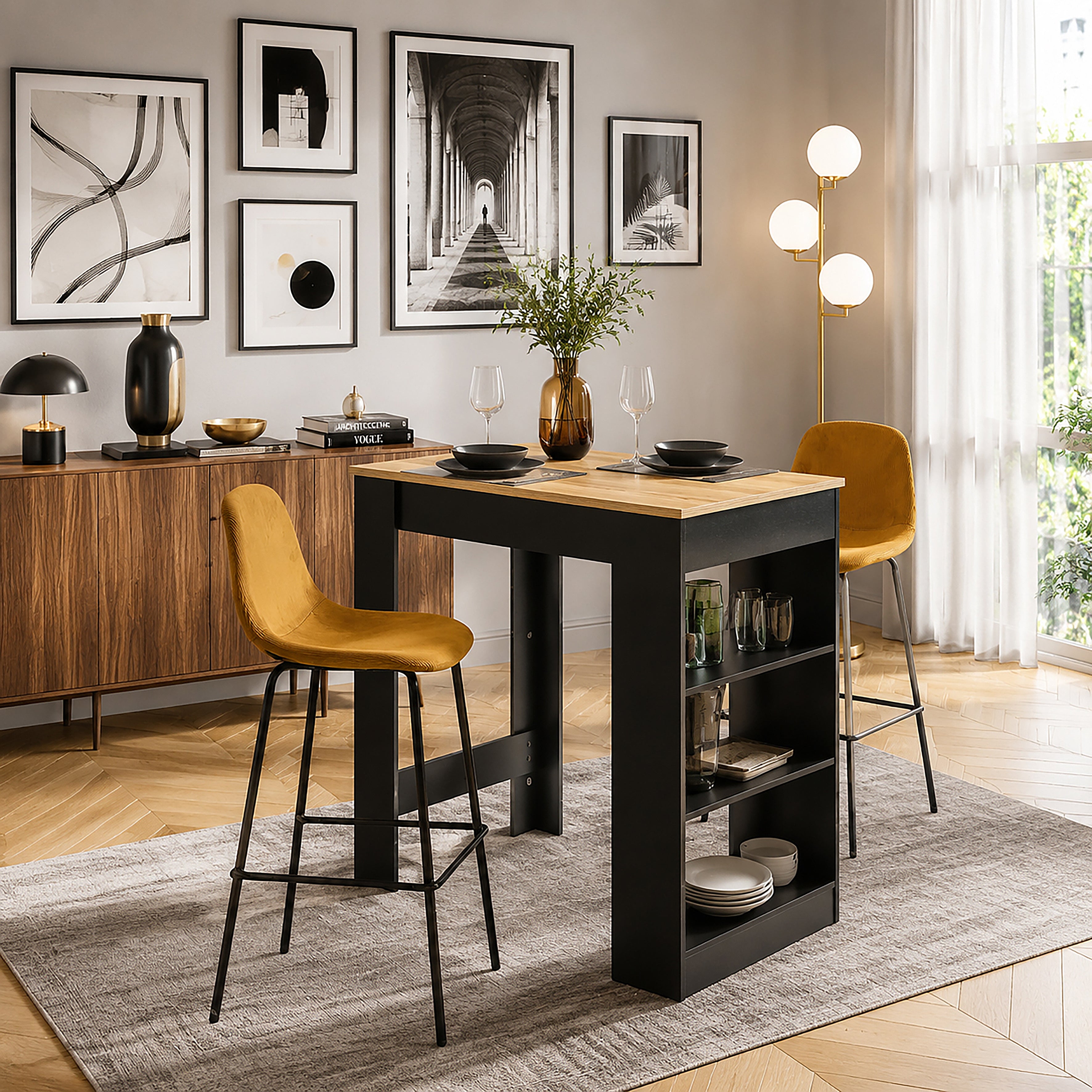 CHAISE DE BAR GIULIA JAUNE - LOT DE 2