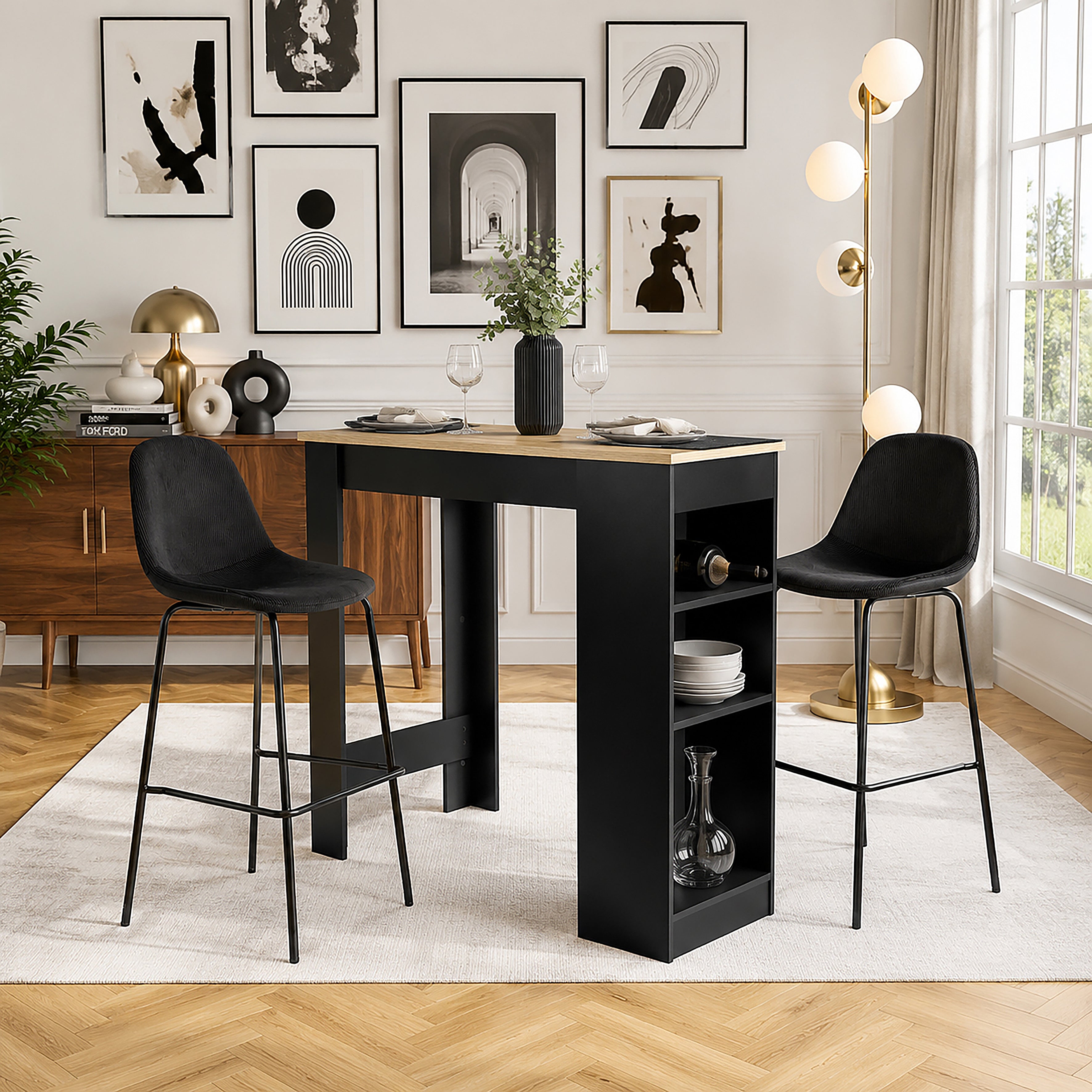 CHAISE DE BAR GIULIA NOIR - LOT DE 2