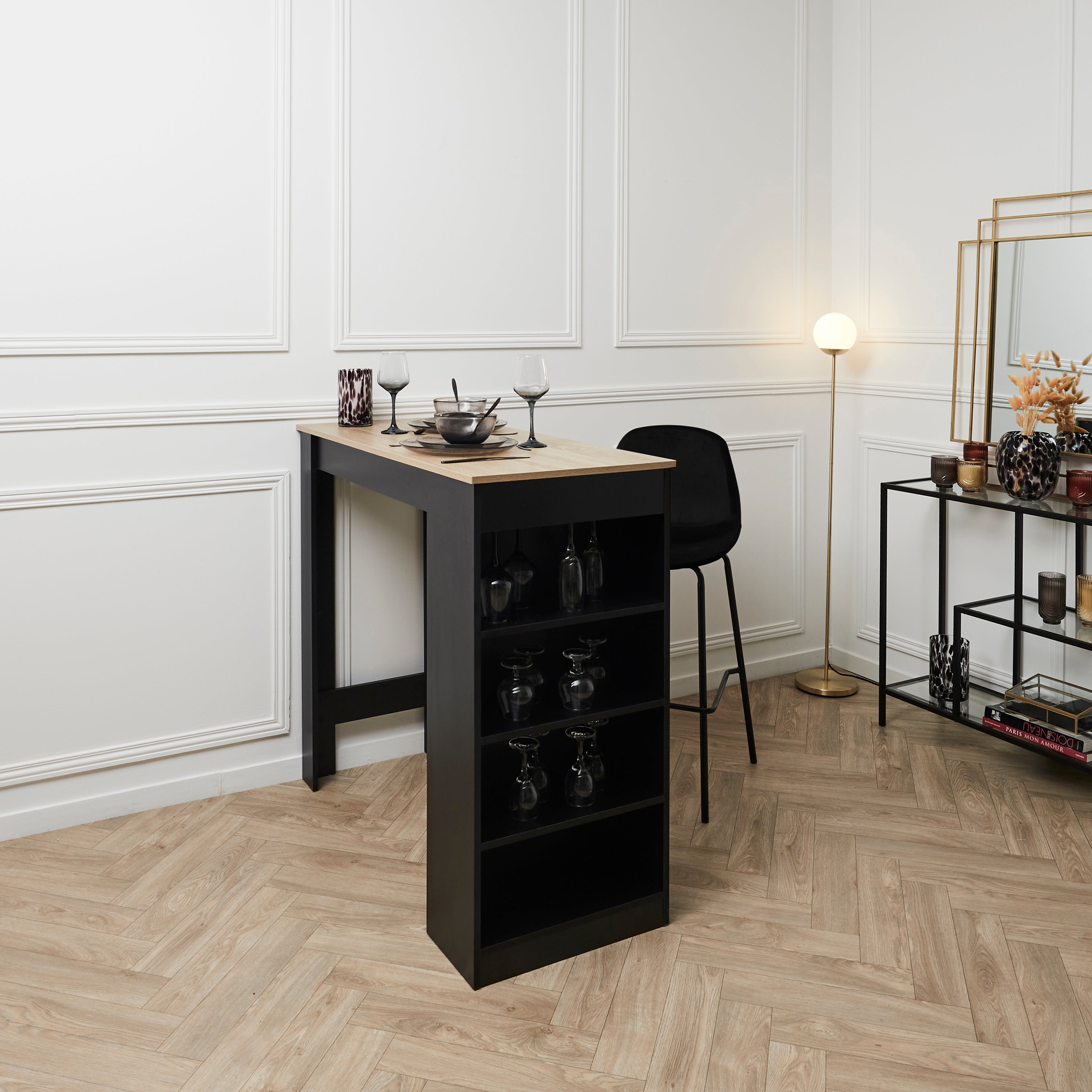 CHAISE DE BAR GIULIA NOIR - LOT DE 2
