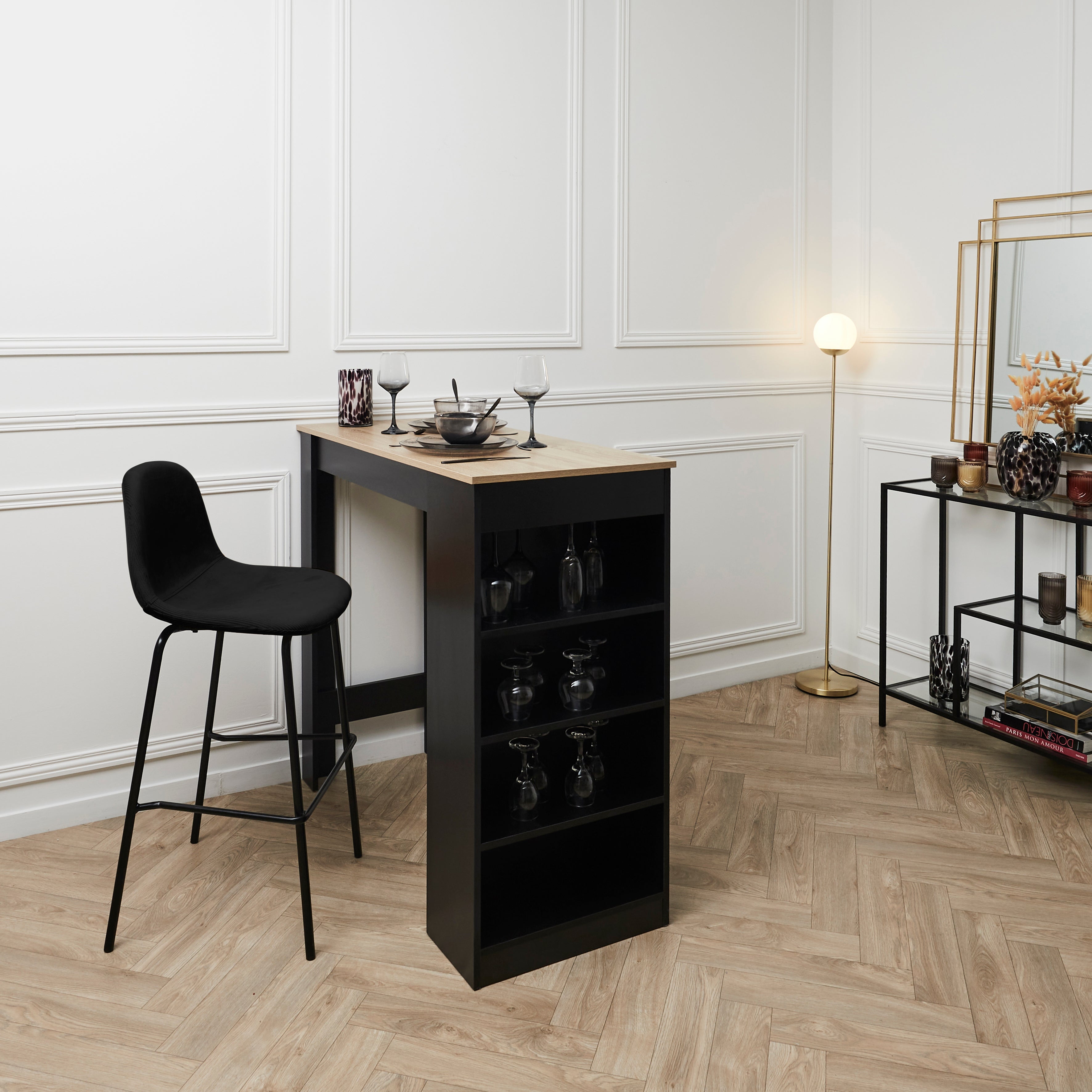 CHAISE DE BAR GIULIA NOIR - LOT DE 2