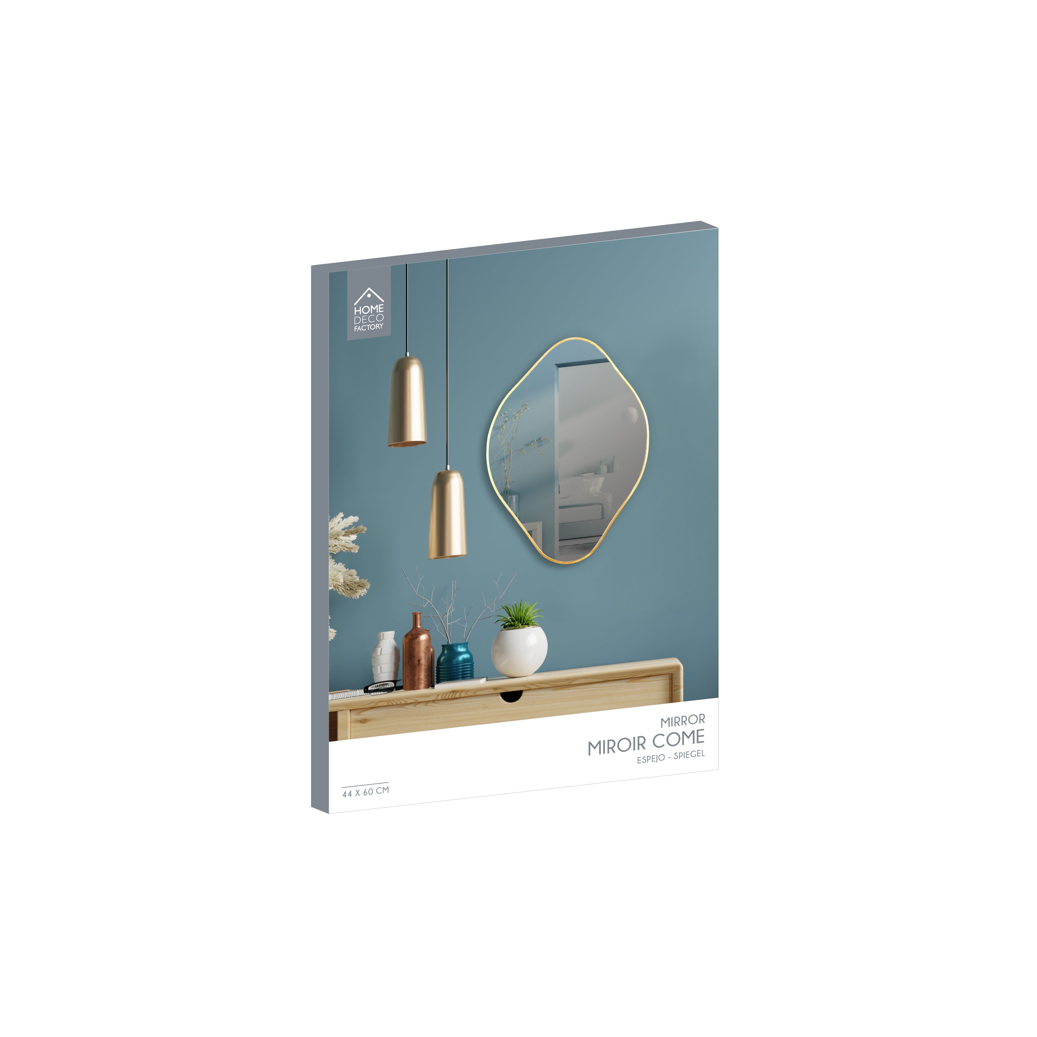 MIROIR DECO CONTOUR DORE LOSANGE H60CM COME