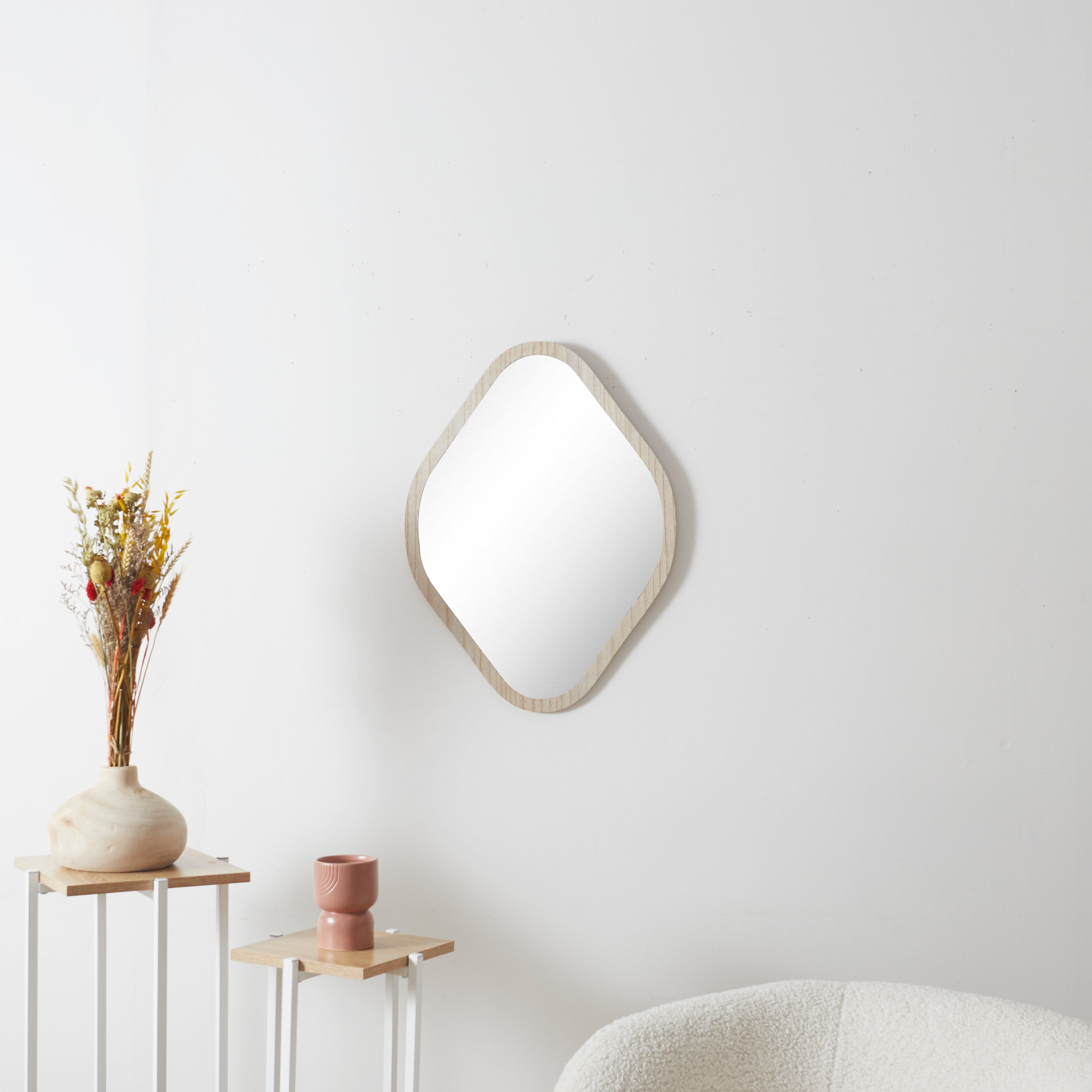 MIROIR DECO CONTOUR BOIS LOSANGE H60CM ELIO