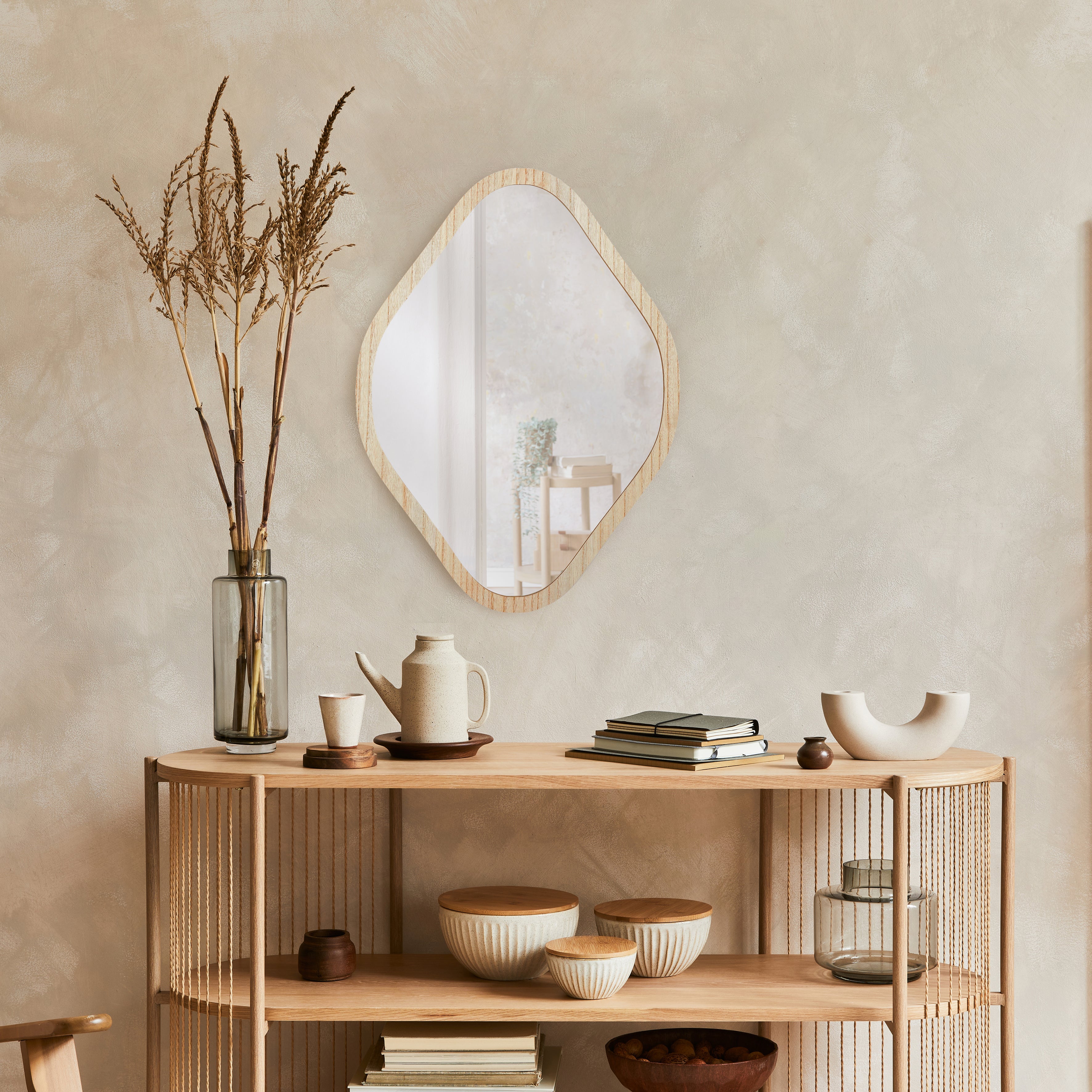 MIROIR DECO CONTOUR BOIS LOSANGE H60CM ELIO