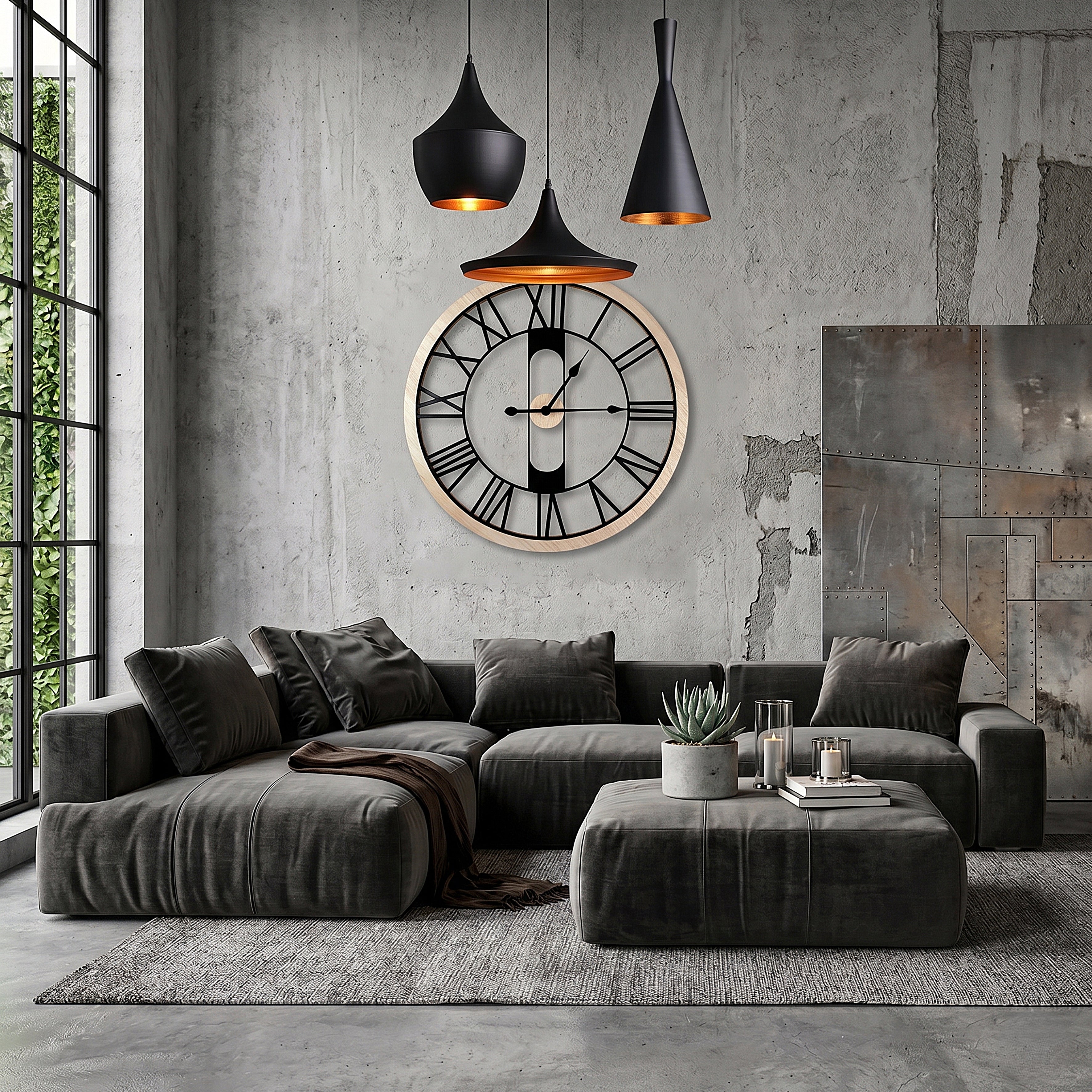 HORLOGE SILENCIEUSE BOIS ET METAL D70CM JACK