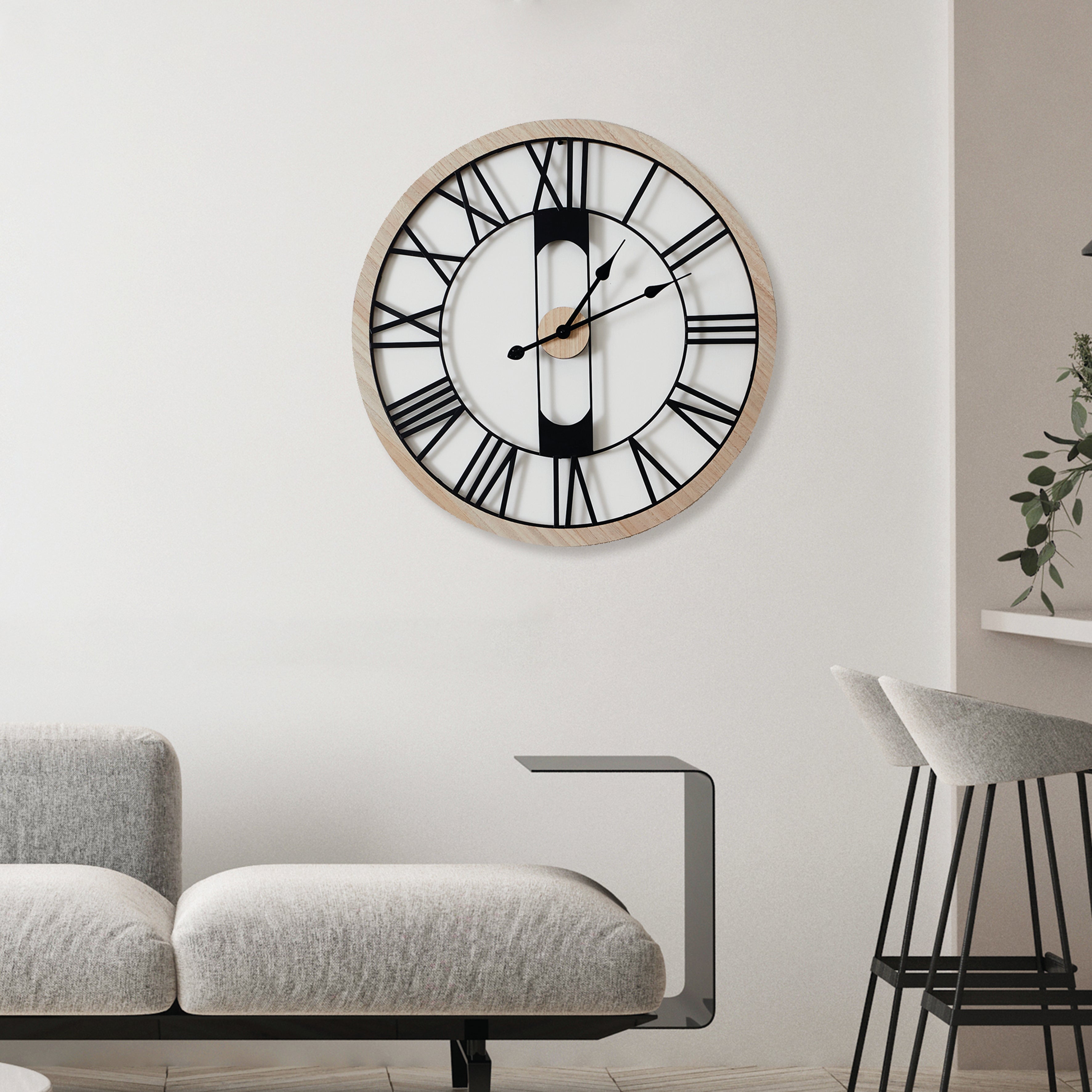 HORLOGE SILENCIEUSE BOIS ET METAL D70CM JACK