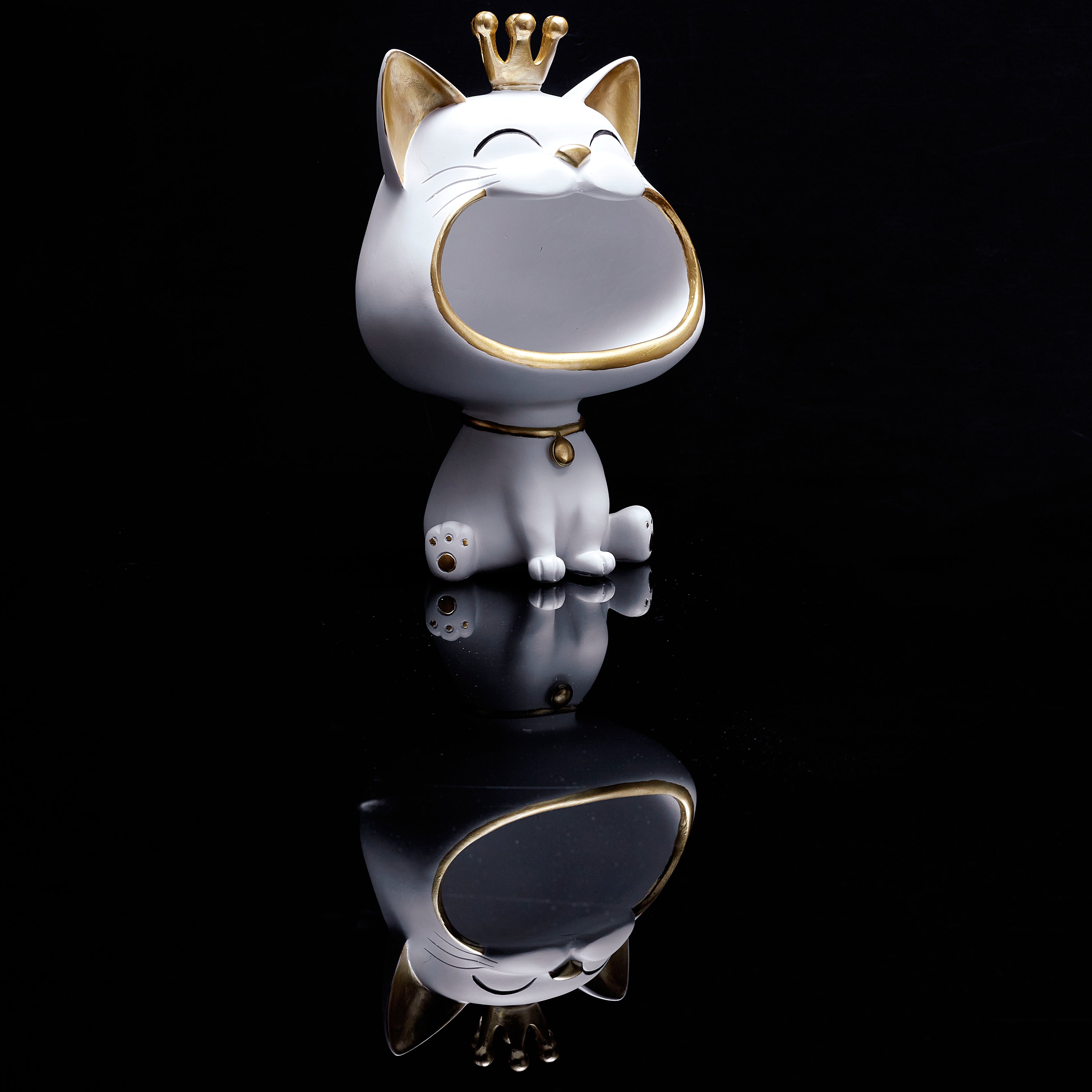 STATUE CHAT BLANC VIDE POCHE
