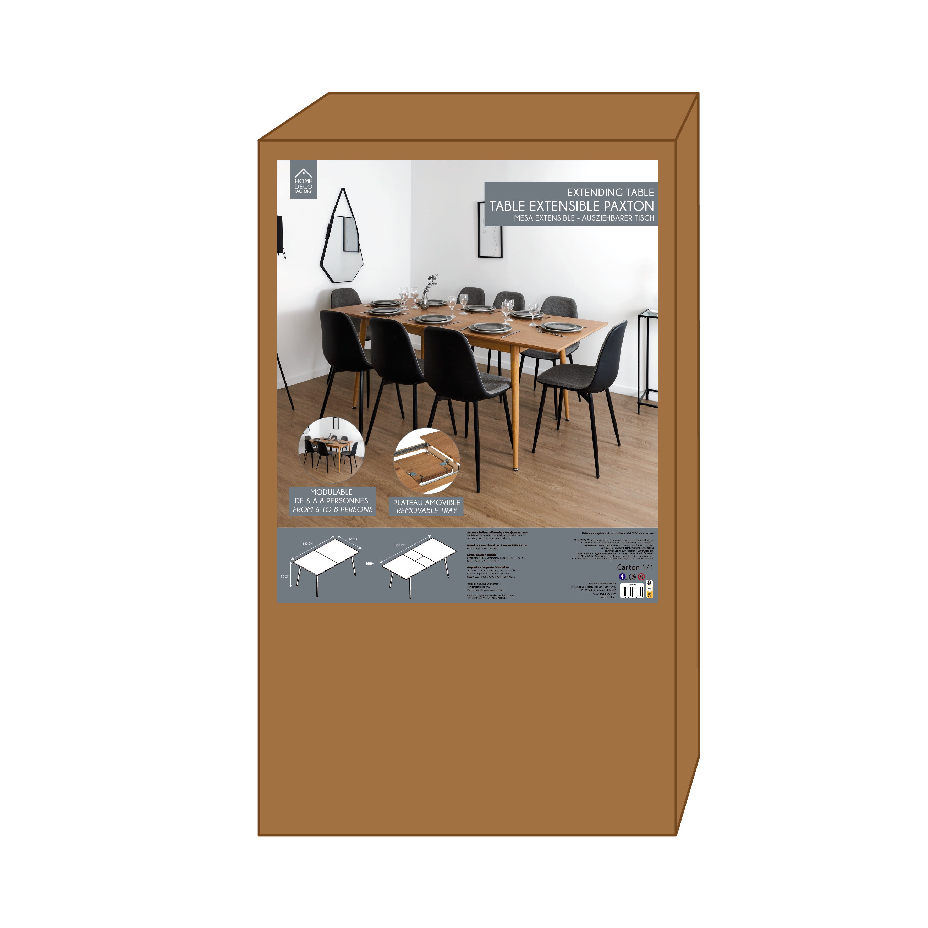 TABLE EXTENSIBLE 160 200CM PAXTON