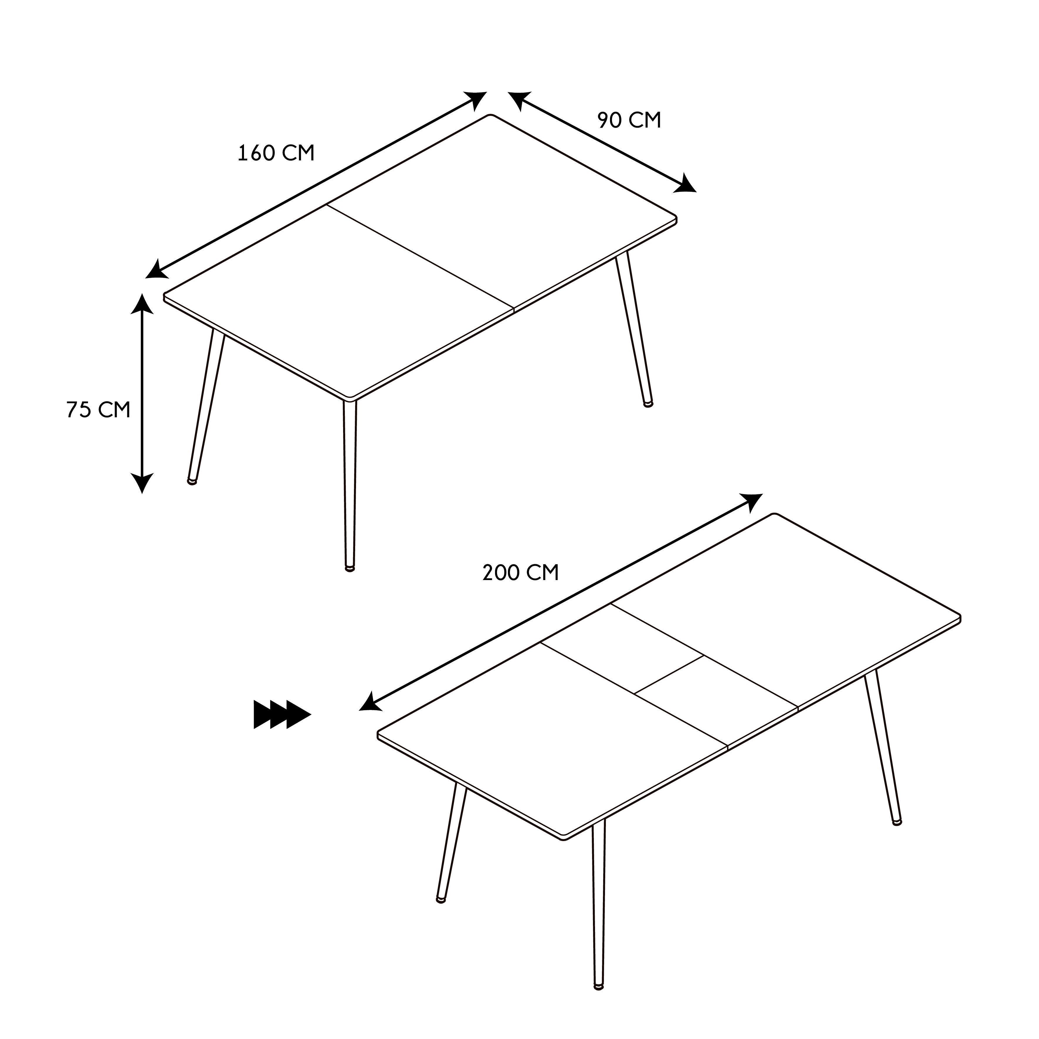 TABLE EXTENSIBLE 160 200CM PAXTON