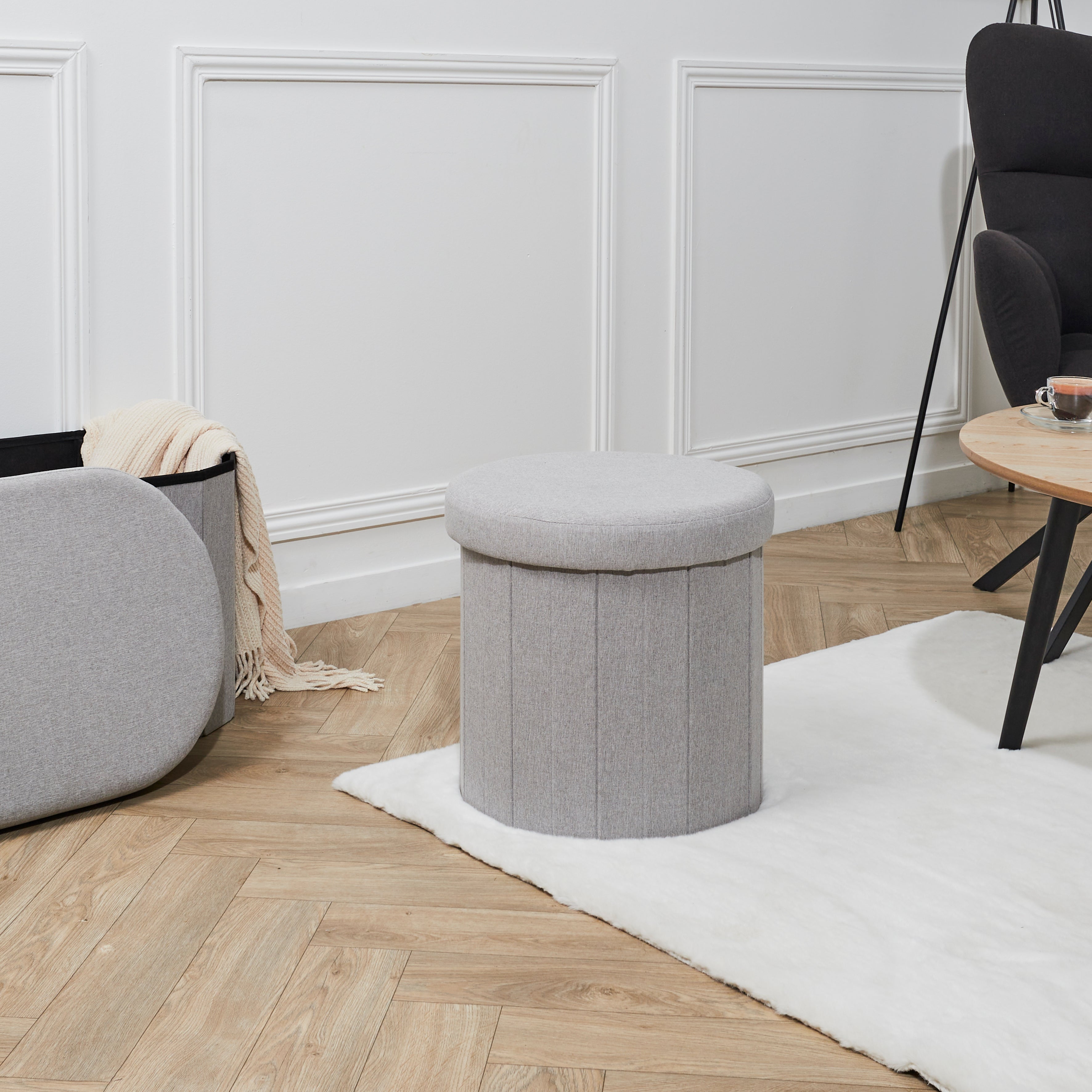 COFFRE POUF PLIABLE GRIS PILLS