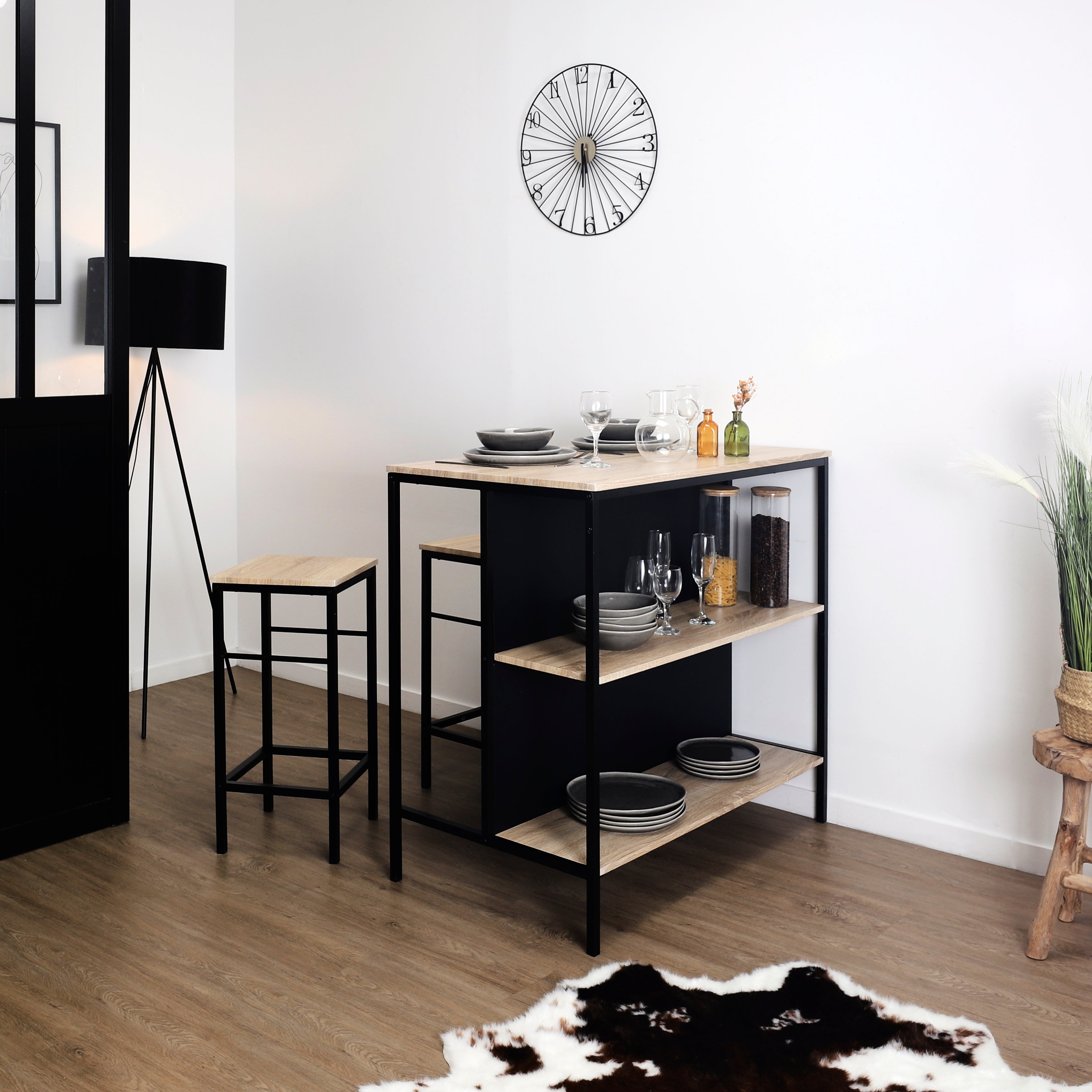 TABLE ILOT 2 TABOURETS LOKA