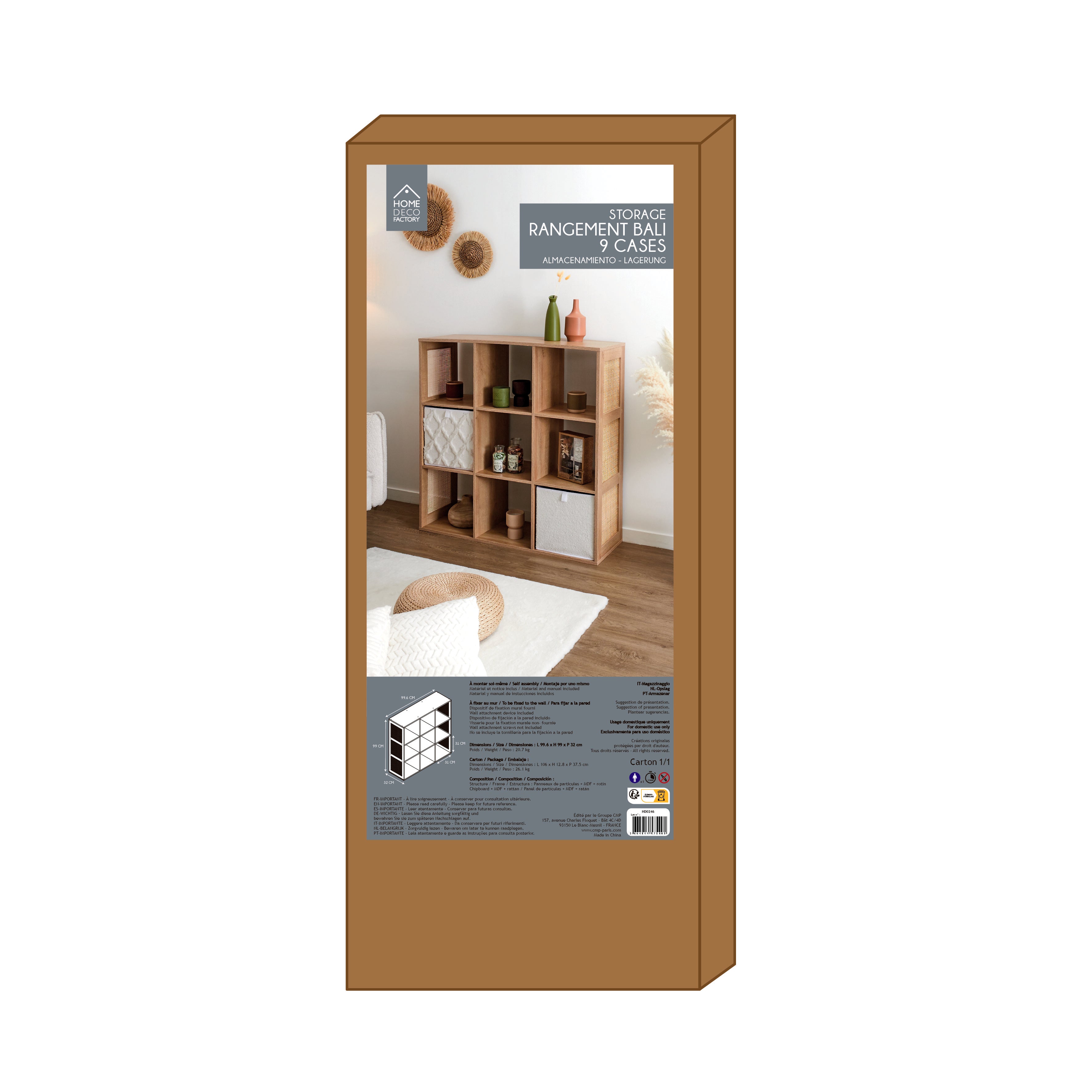 RANGEMENT MODULABLE 9 CASES BALI