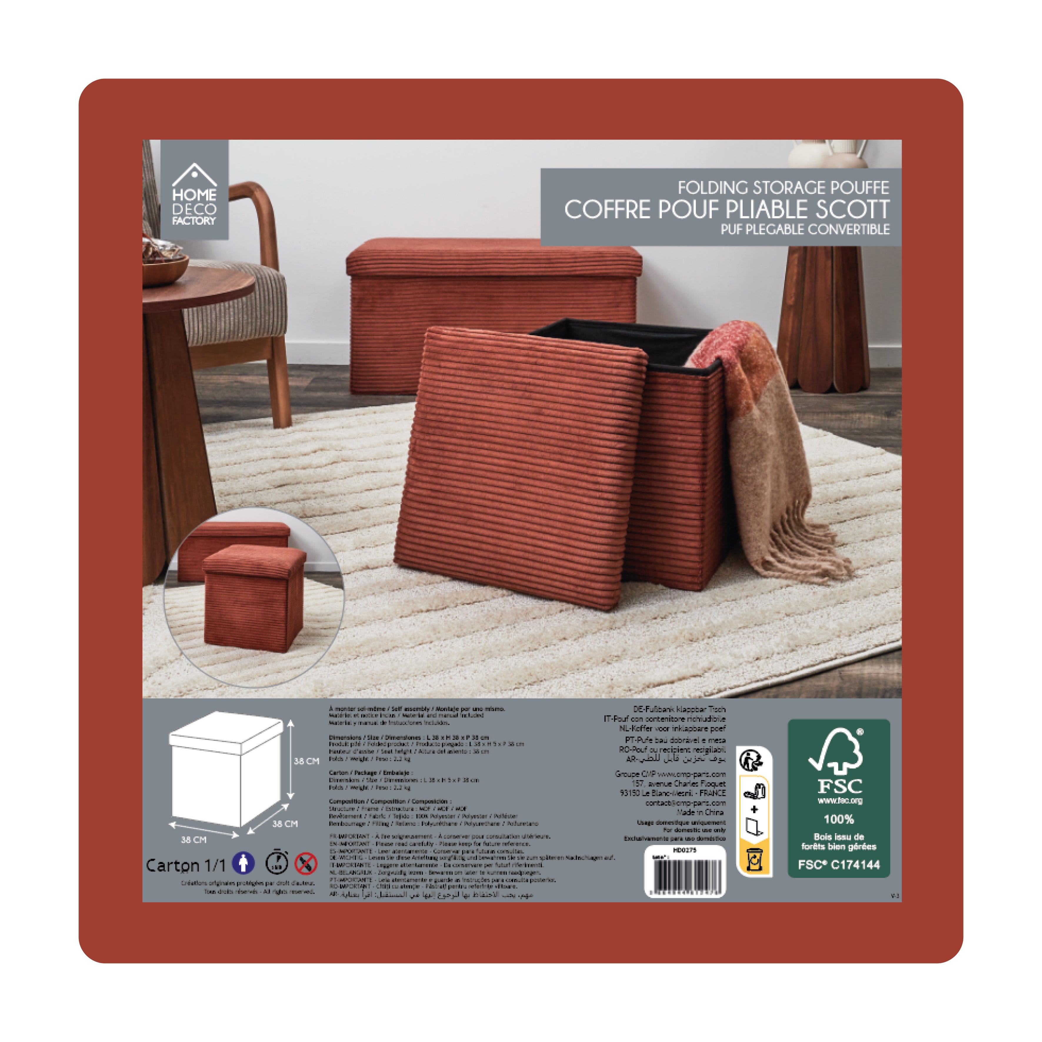 COFFRE POUF PLIABLE COTELE SCOTT TERRA