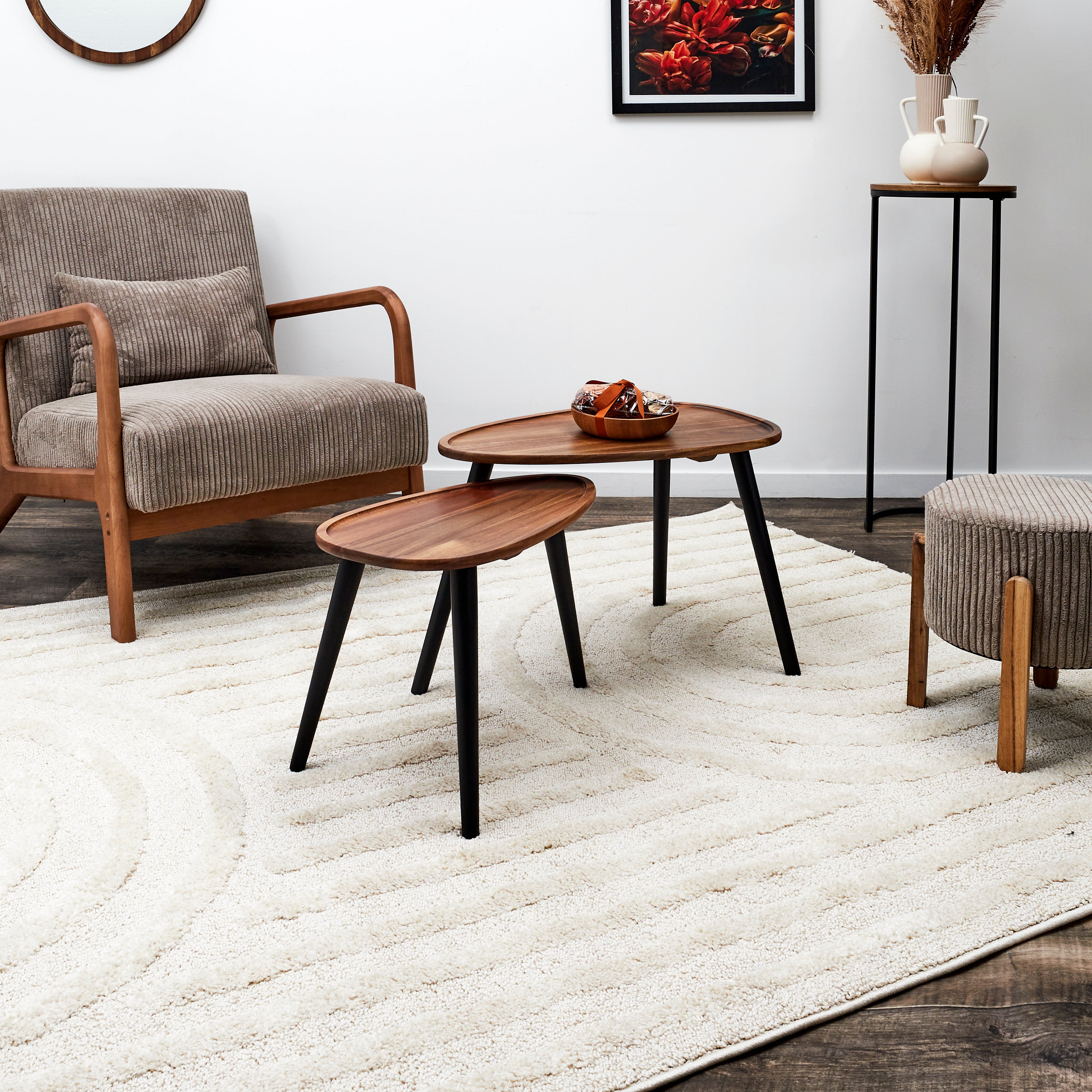 TABLE GIGOGNE GALET ACACIA X2