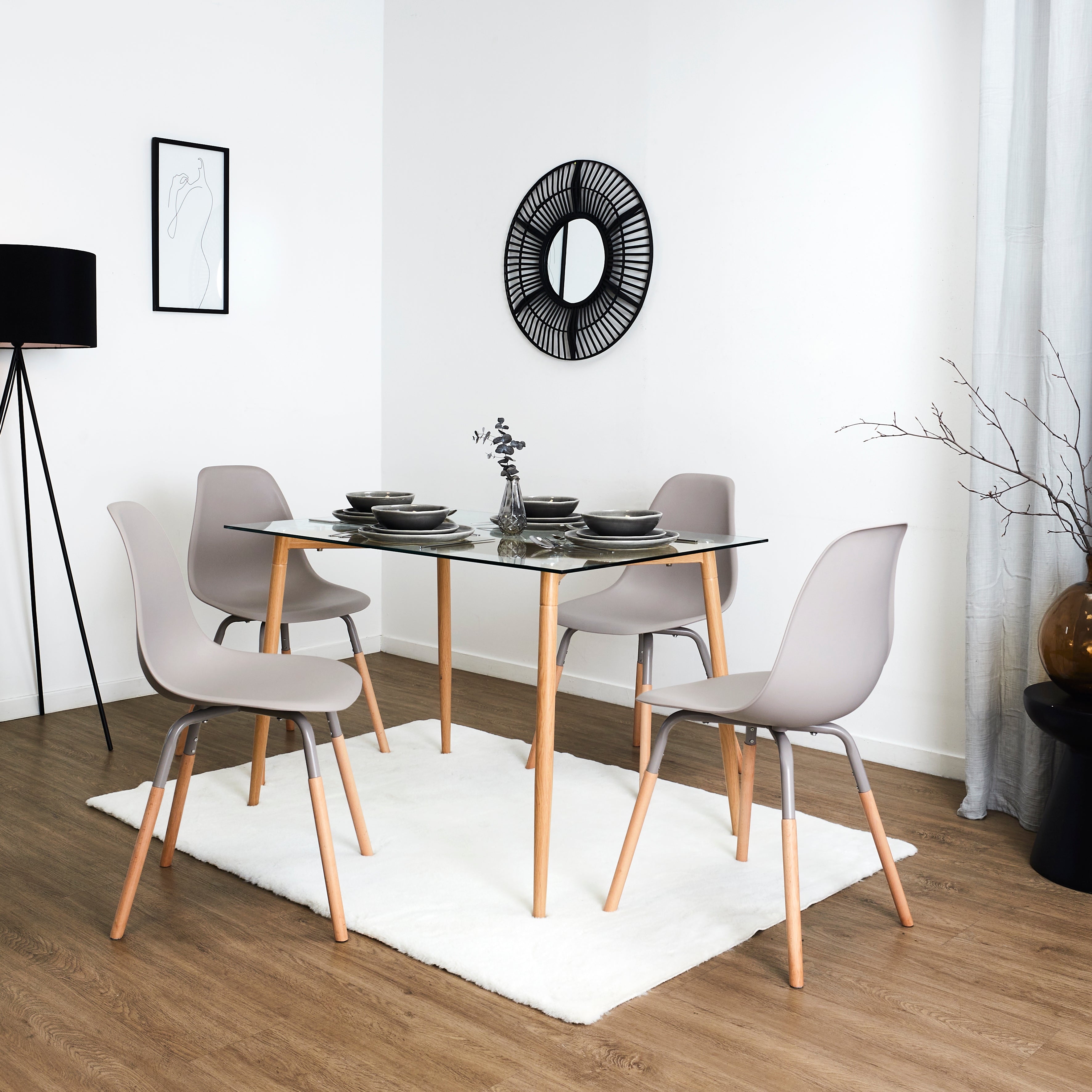 CHAISE PP PHENIX TAUPE HOME DECO FACTORY - LOT DE 4