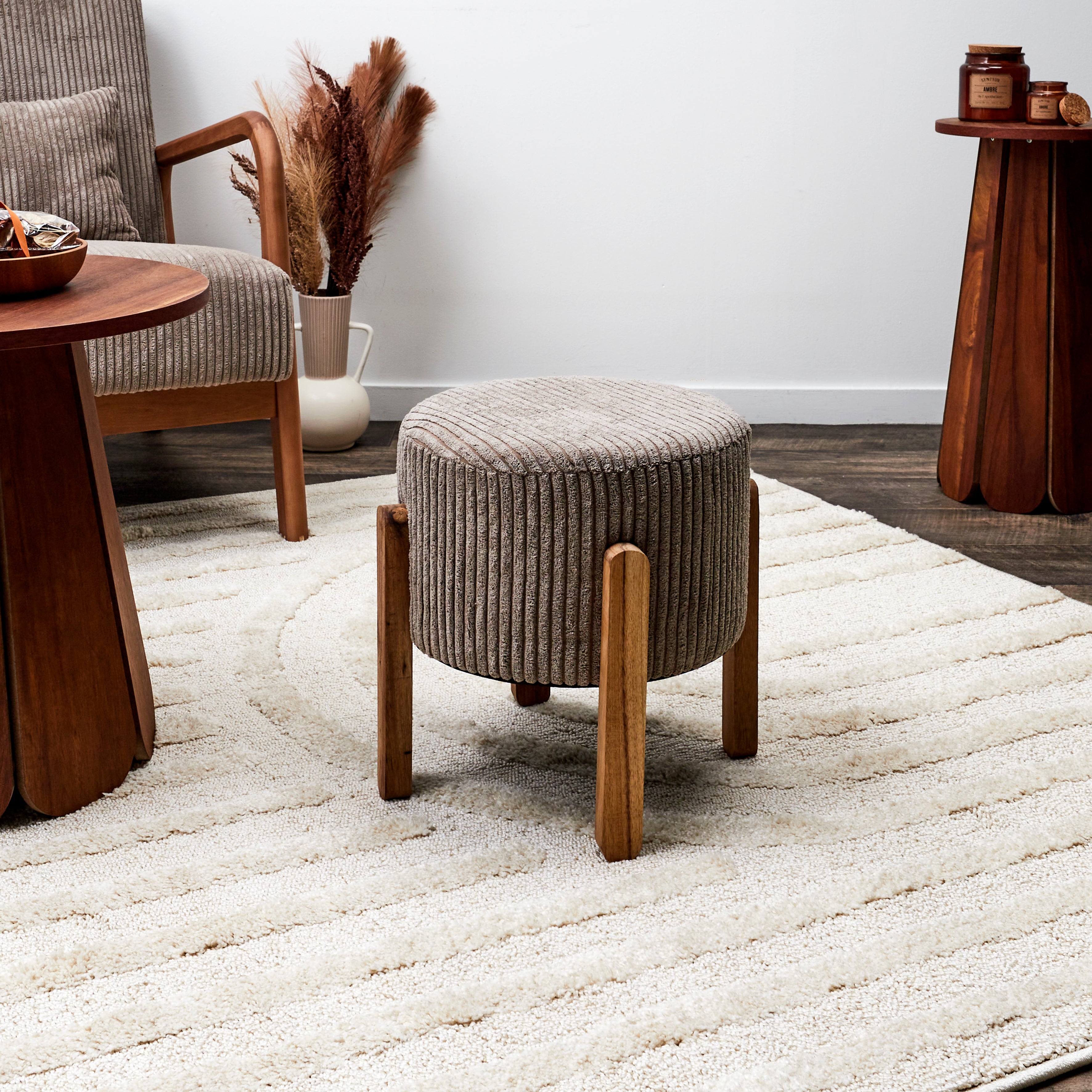 TABOURET COTELE SCOTT TAUPE - LOT DE 2