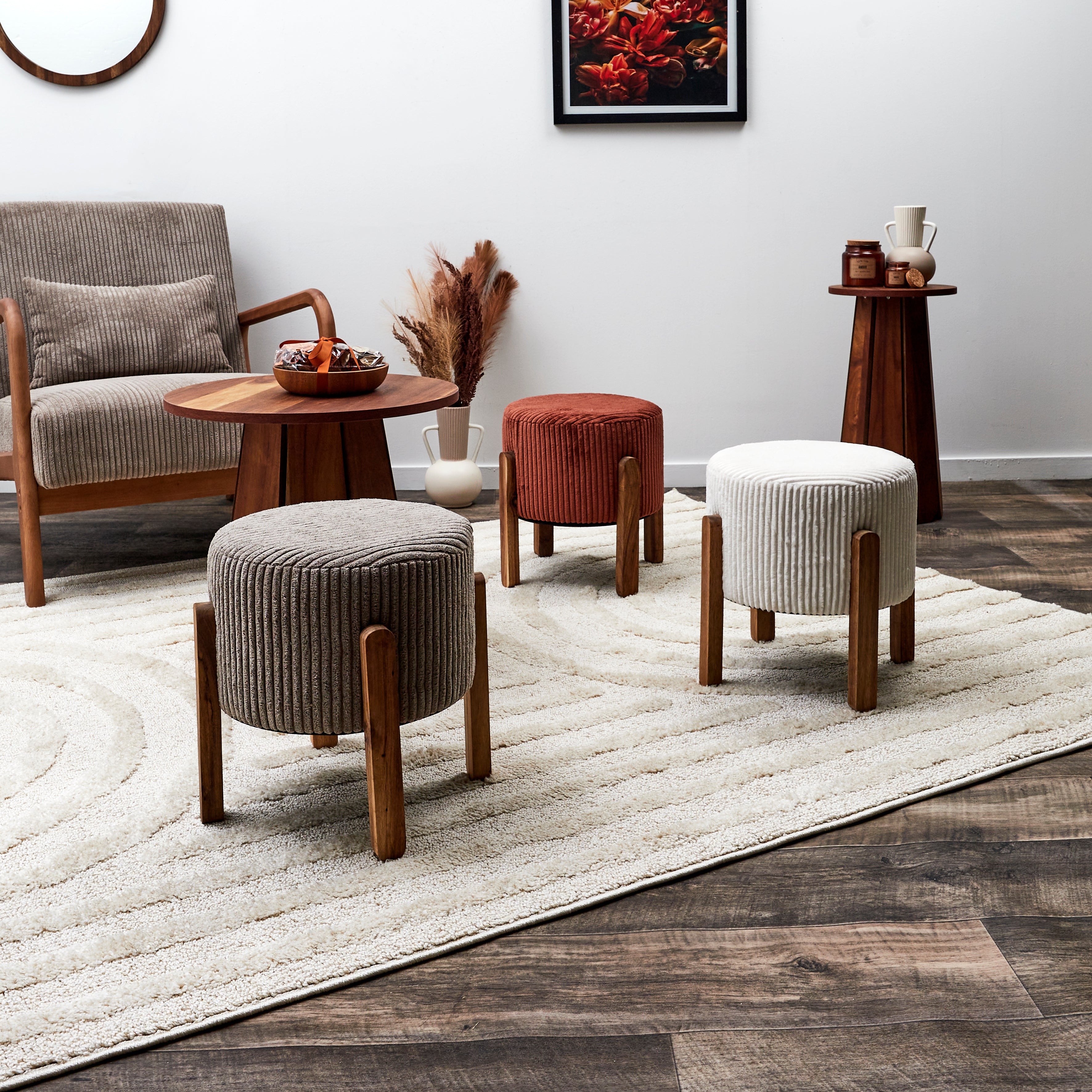 TABOURET COTELE SCOTT BEIGE - LOT DE 2