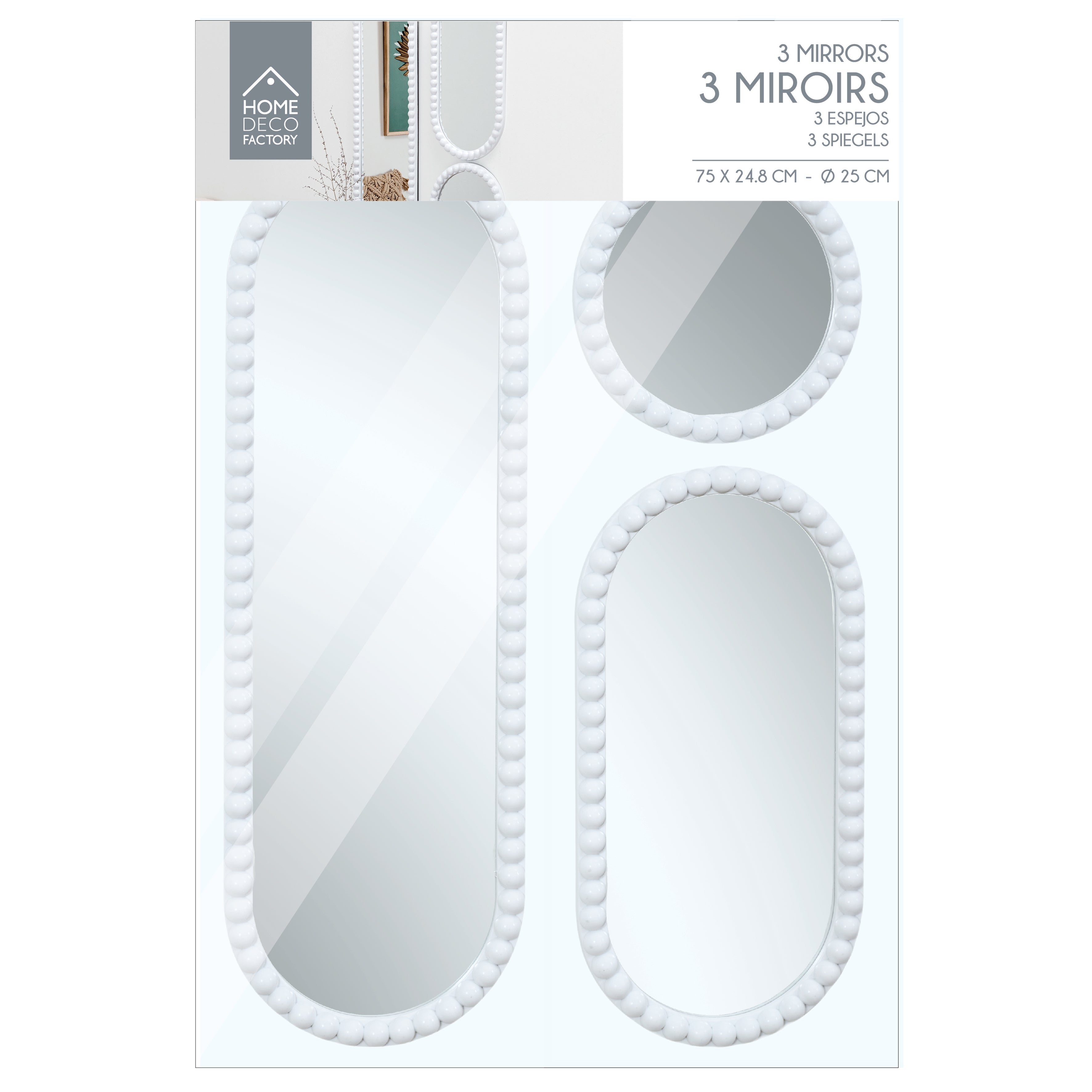 MIROIR CORFU BLANC H75CM X3