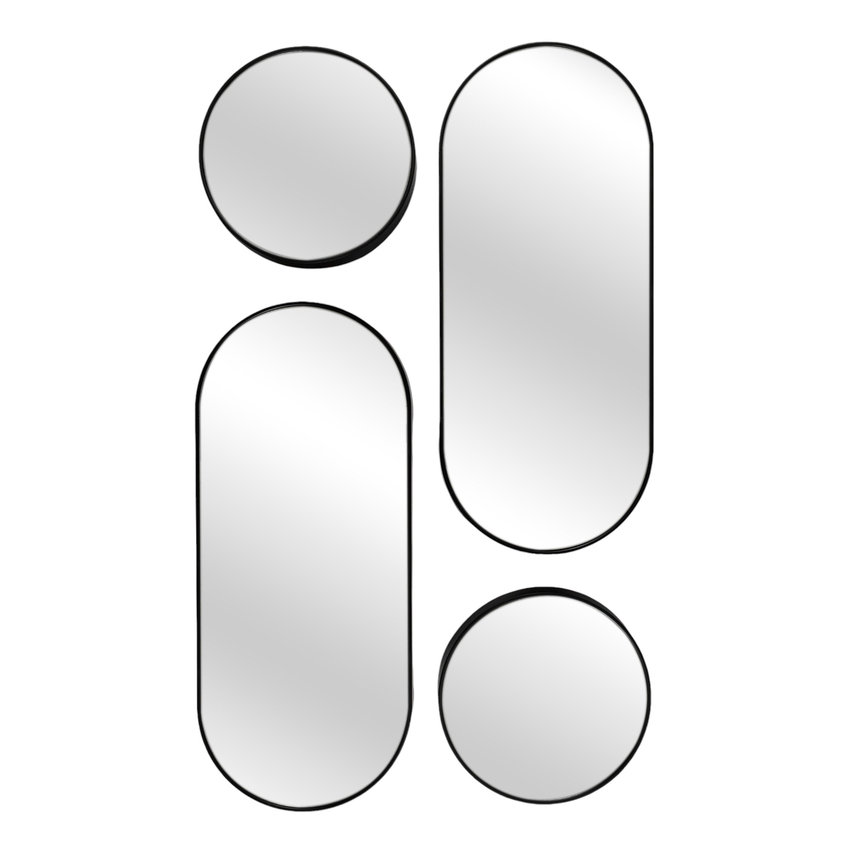 MIROIR DECO ROND ET OVALE VERSA NOIR X4