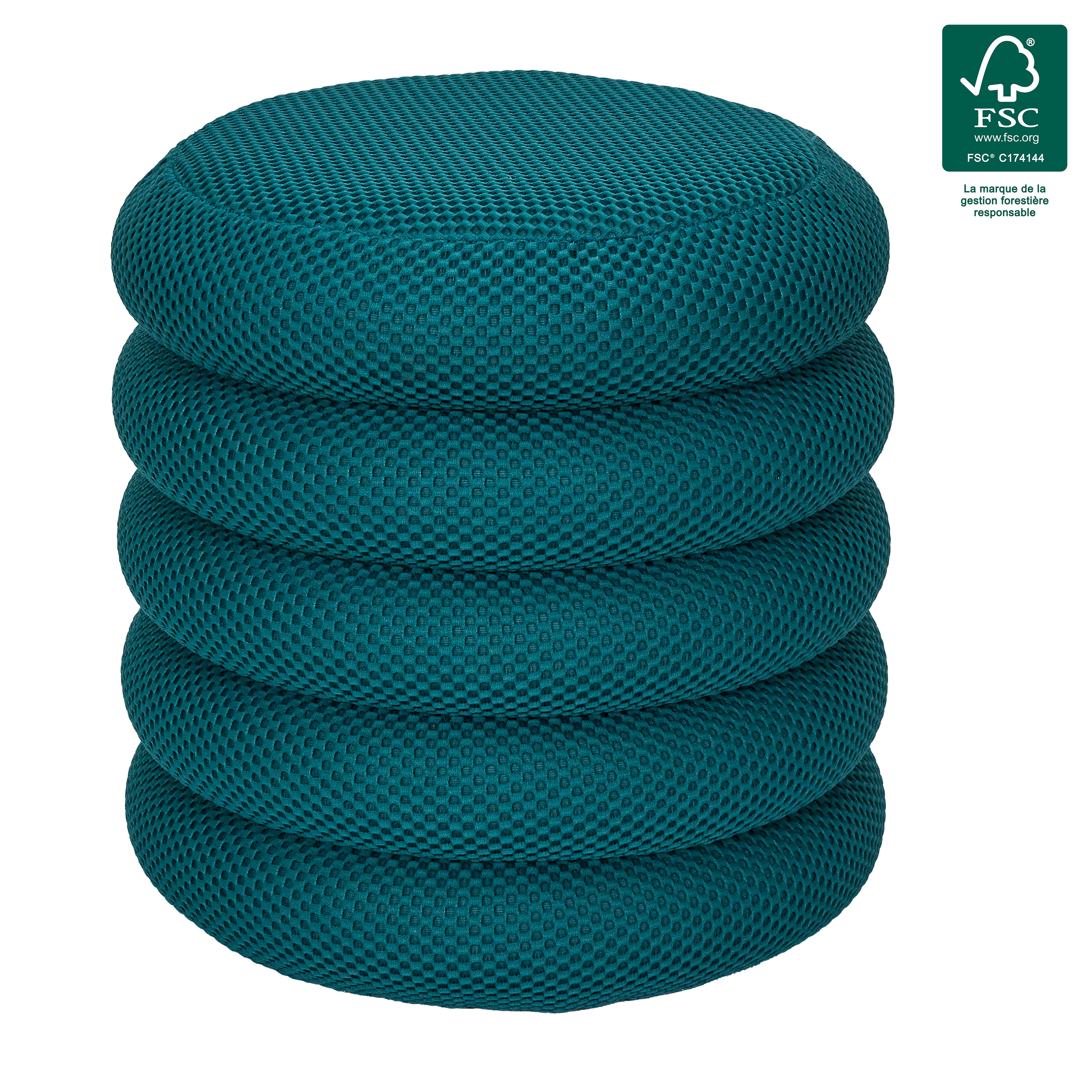 POUF RANGEMENT ATOME BLEU