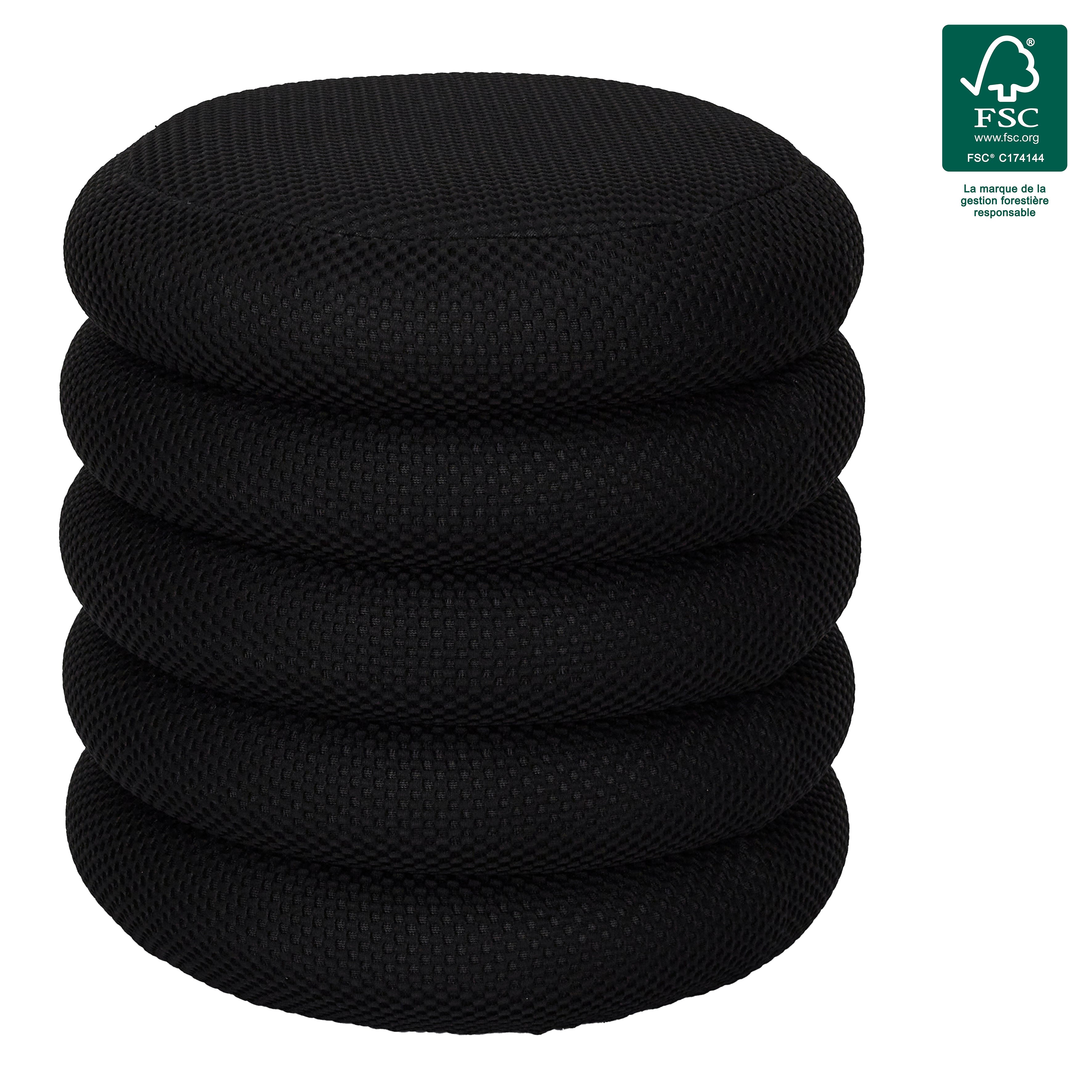 POUF RANGEMENT ATOME NOIR