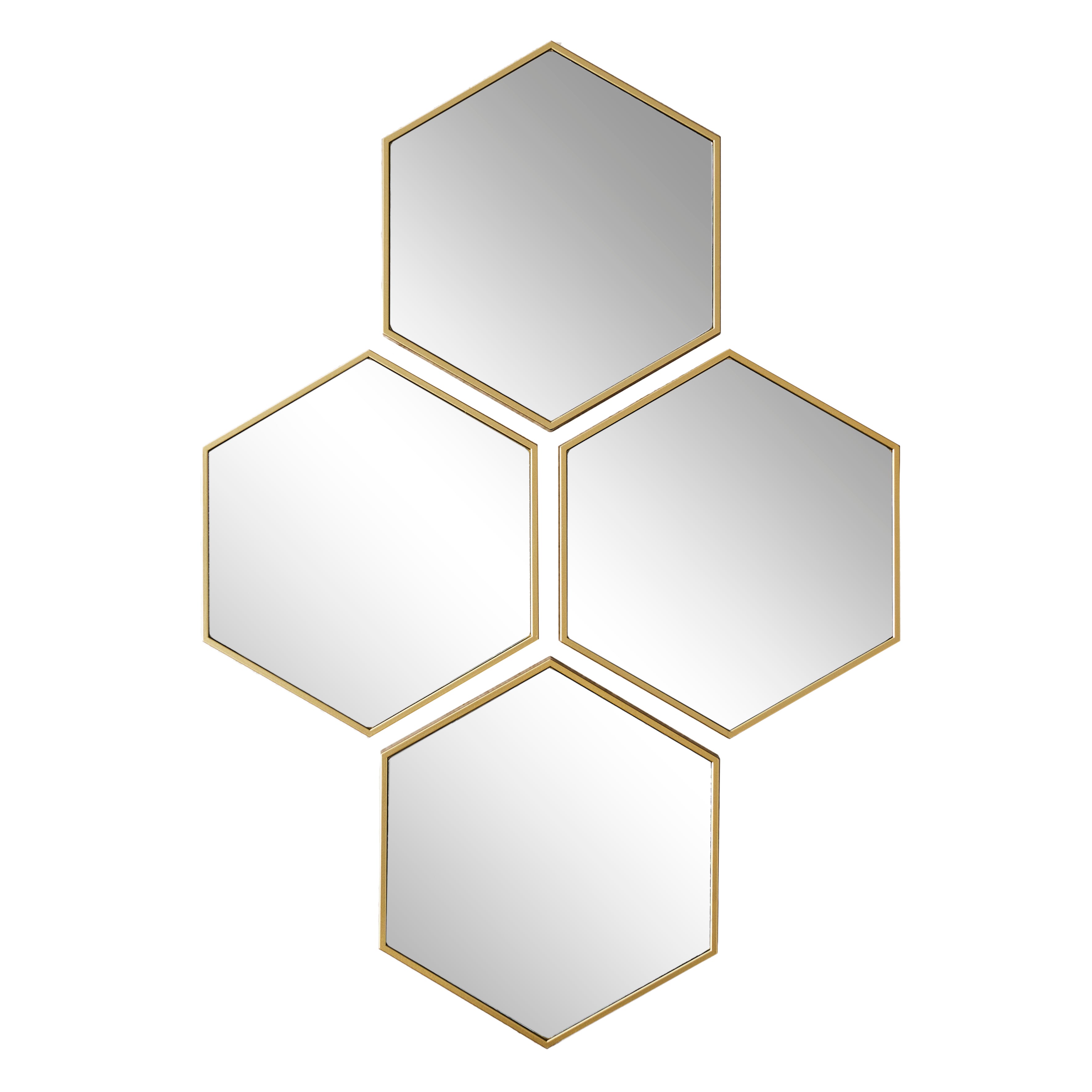 MIROIR DECO LOSANGE DORE X4