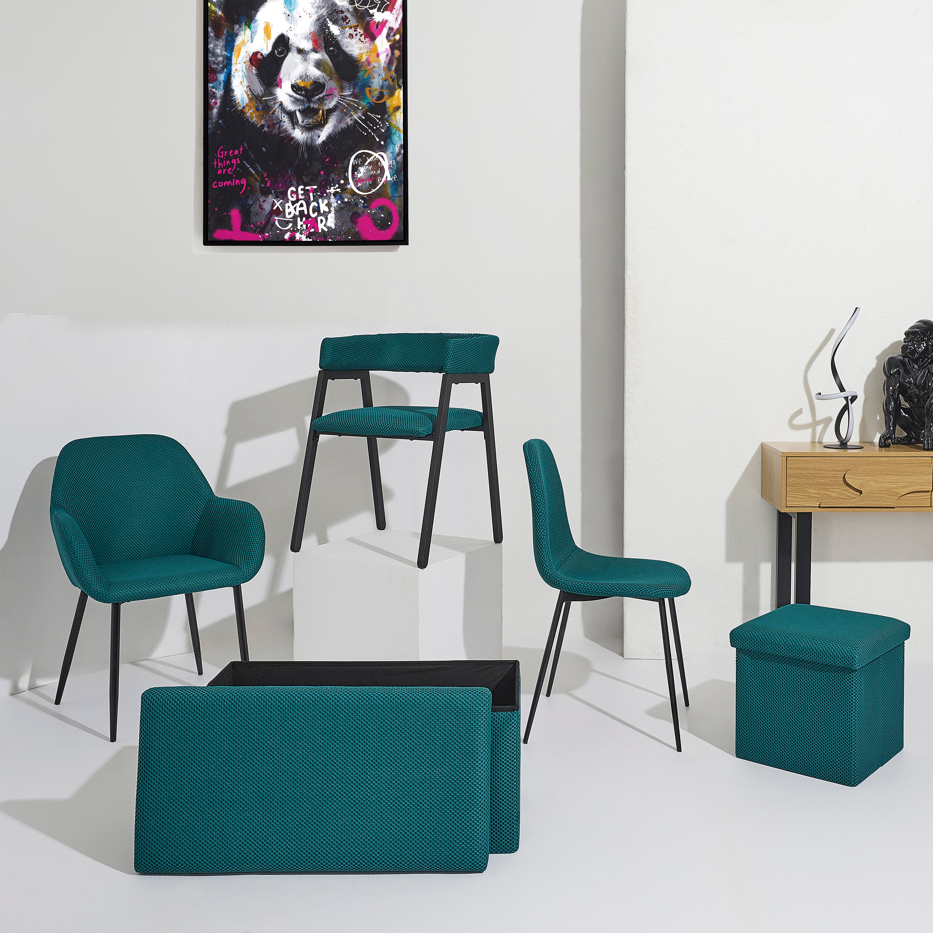 FAUTEUIL DESIGN ATOME BLEU - LOT DE 2