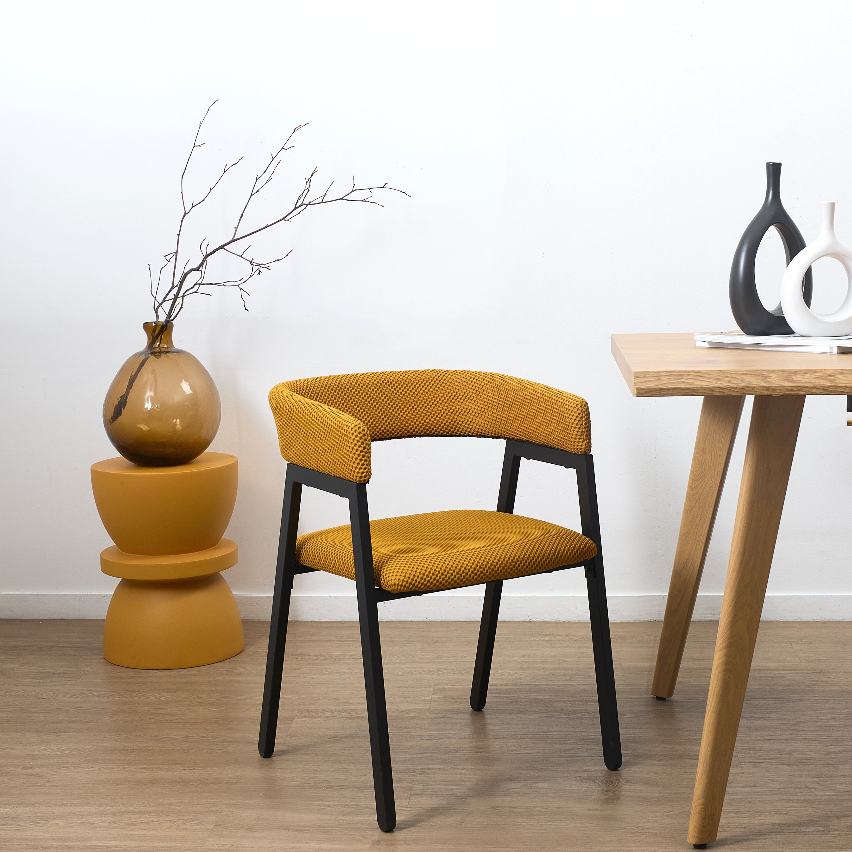 FAUTEUIL DESIGN ATOME JAUNE - LOT DE 2