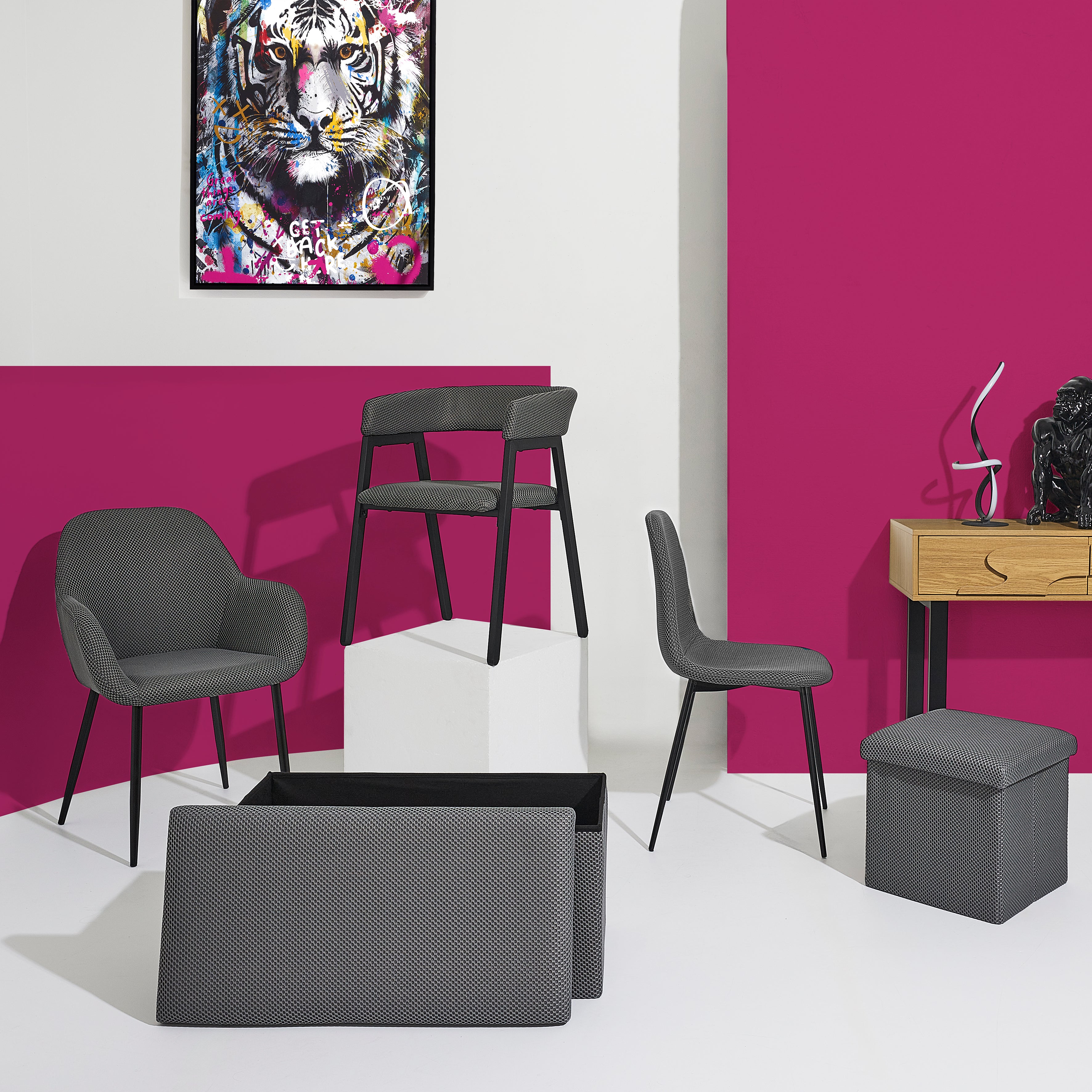 FAUTEUIL DESIGN ATOME GRIS - LOT DE 2
