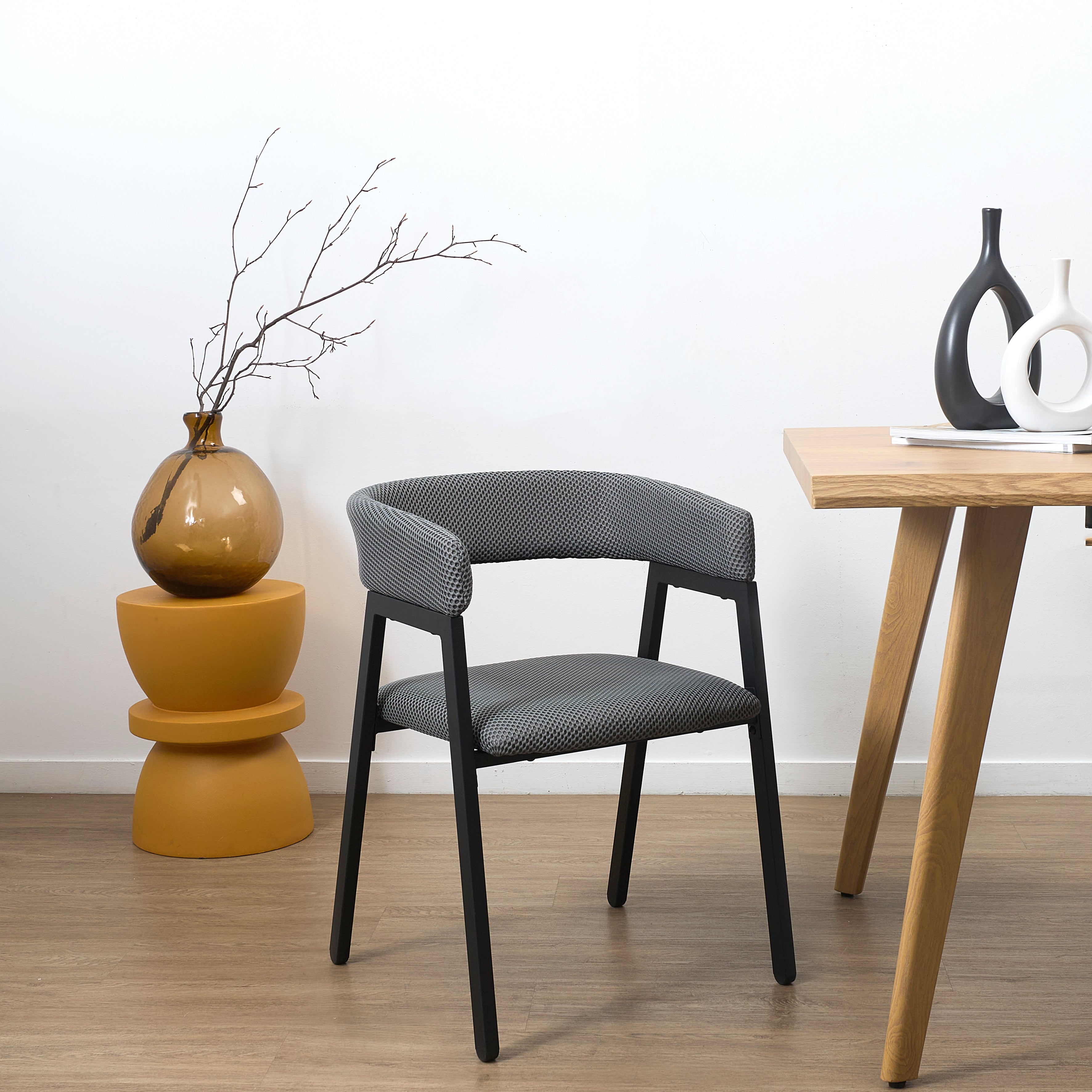 FAUTEUIL DESIGN ATOME GRIS - LOT DE 2